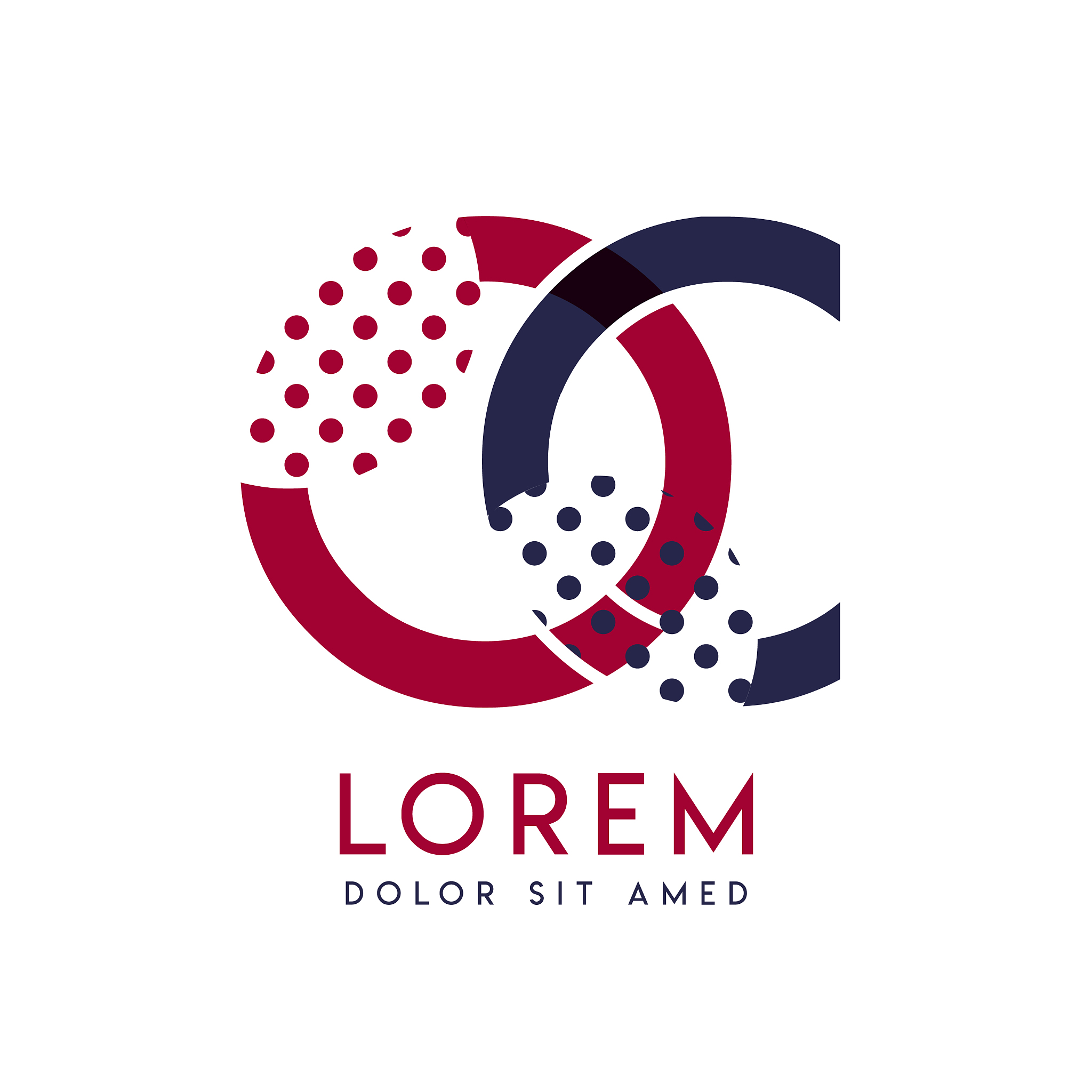 oc simple logo design with blue and maroon color