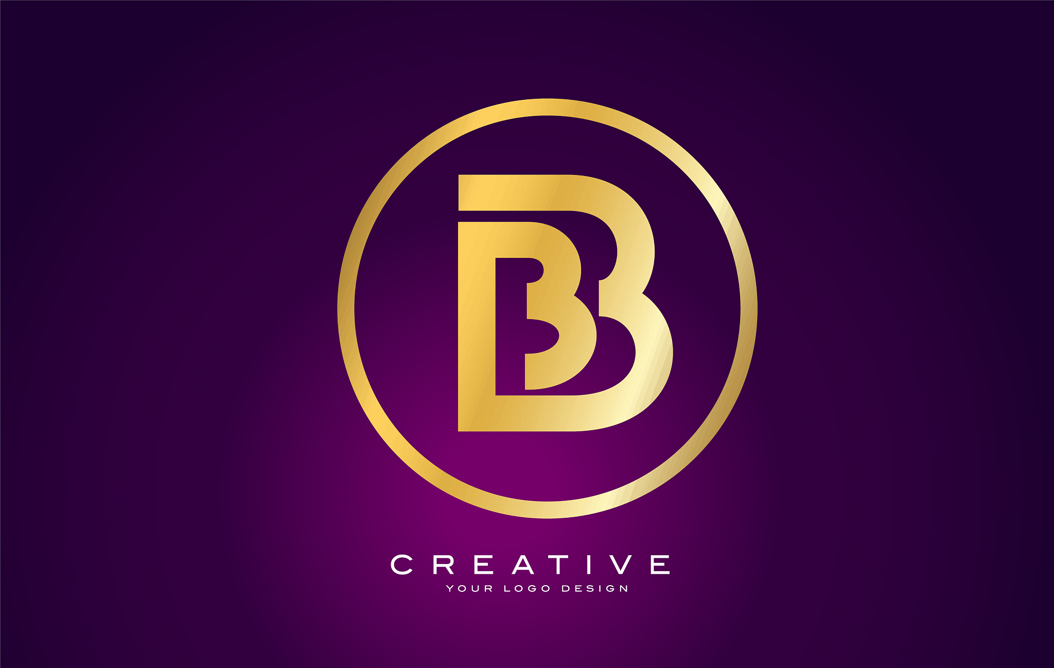 b letter gold logo design modern b icon with