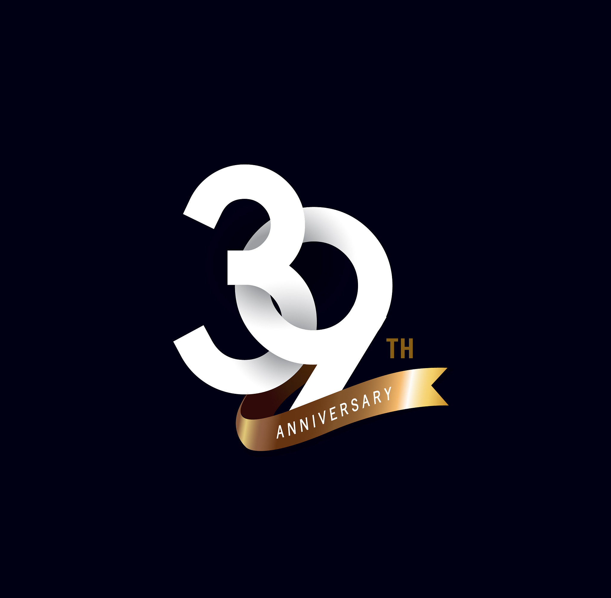 39th anniversary icon with gold ribbon. template design for web,
