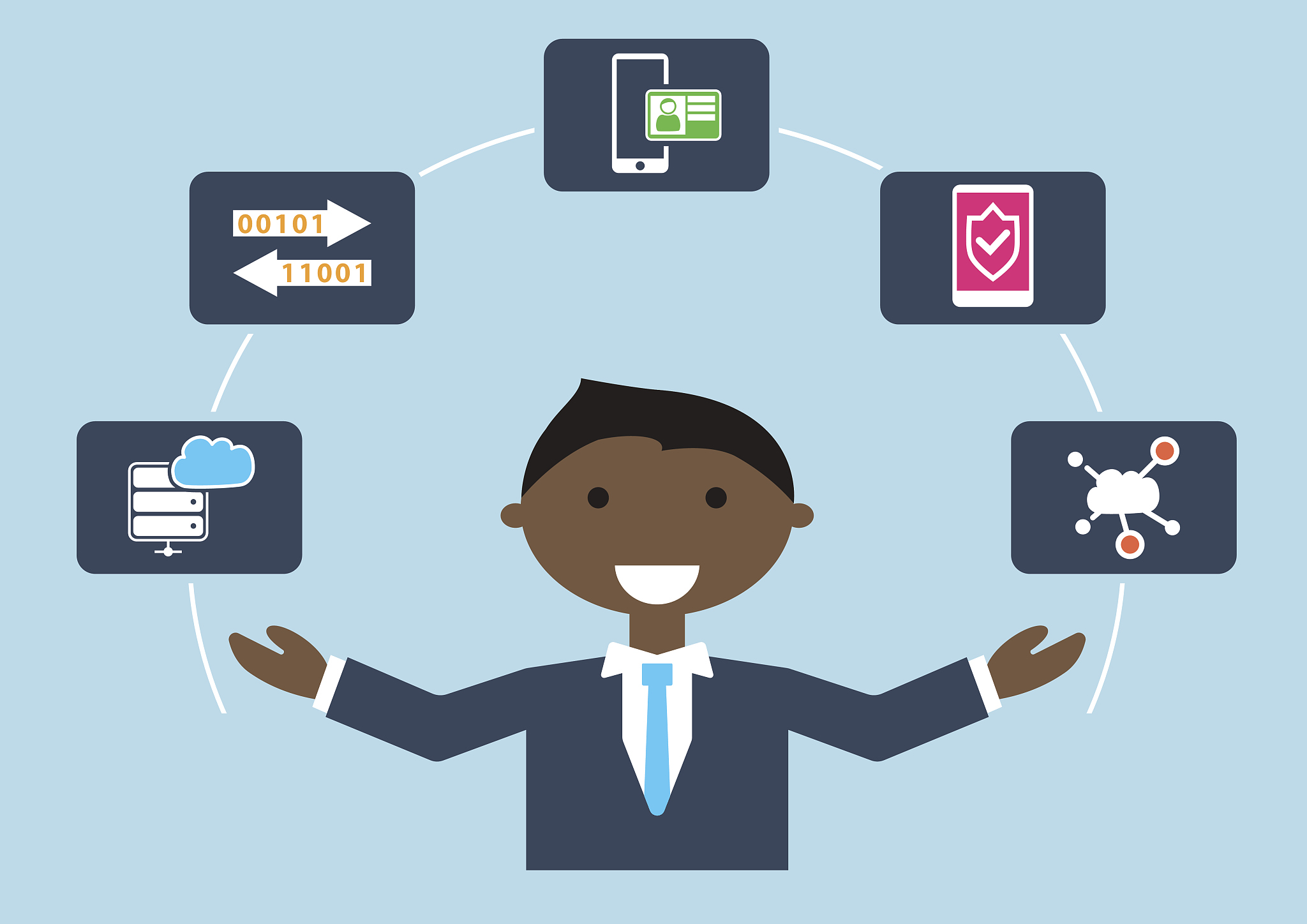 people at work: vector illustration of an it security expert