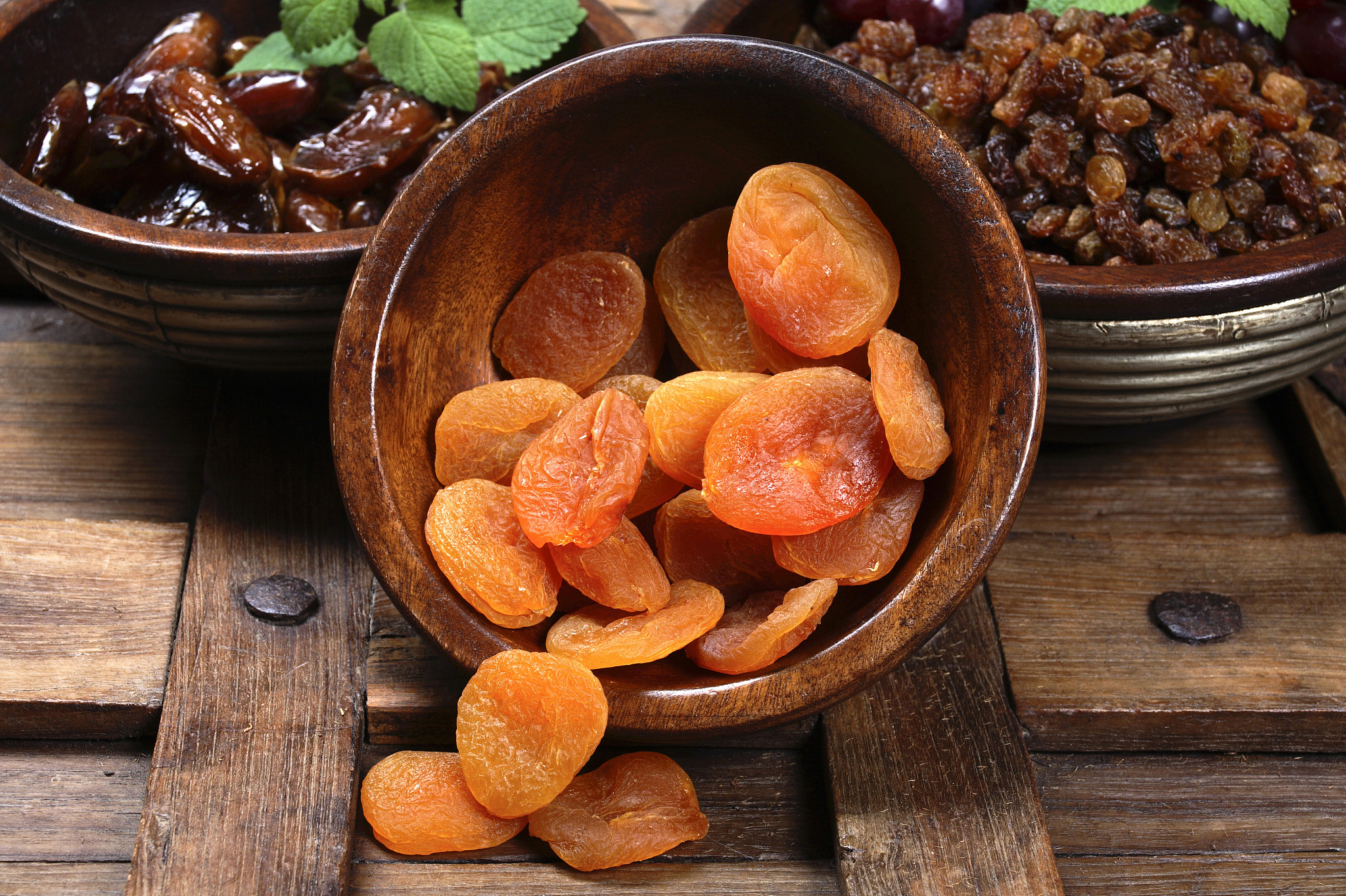 bowls with dried fruits