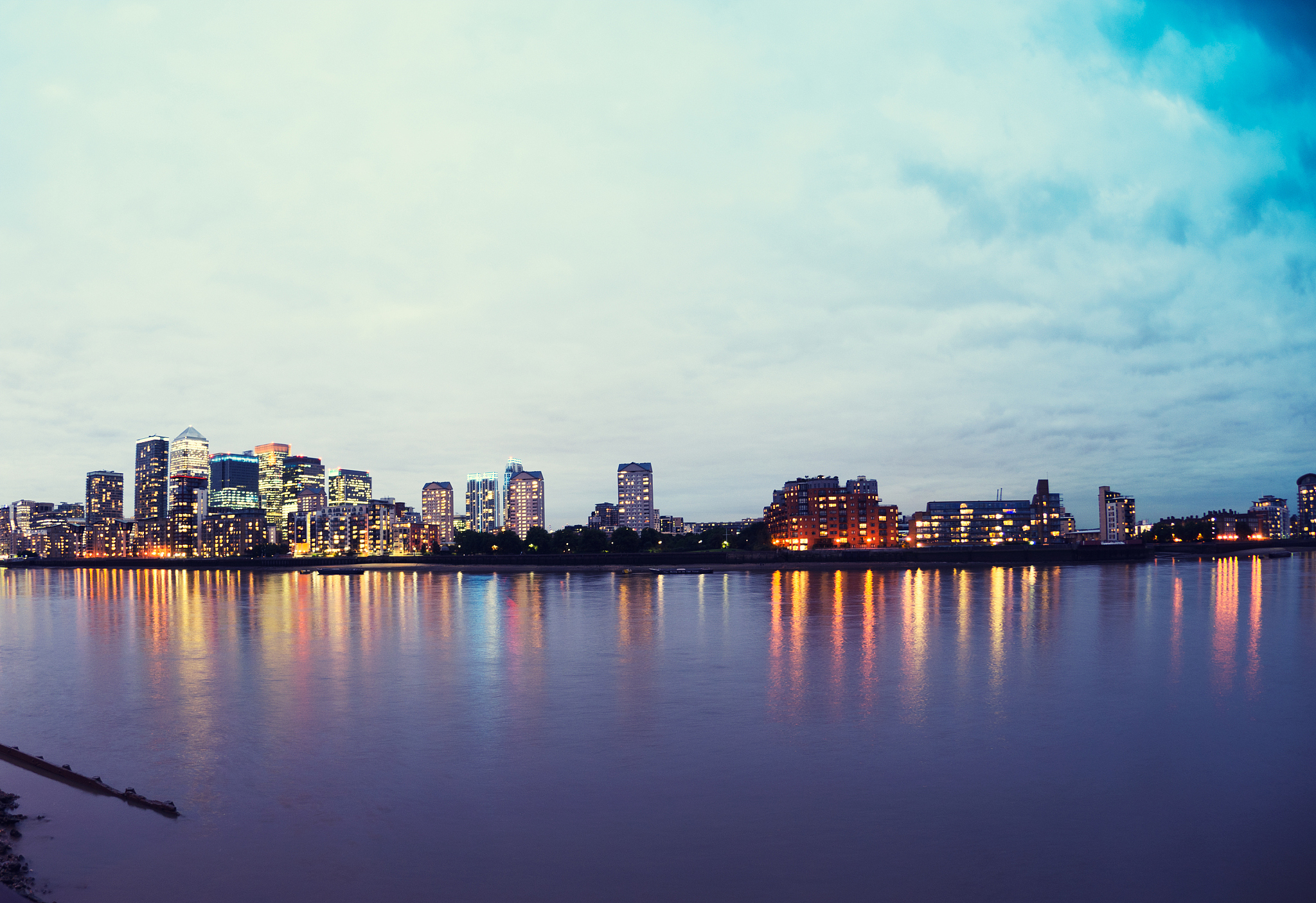 london skyline at night after the sunset
