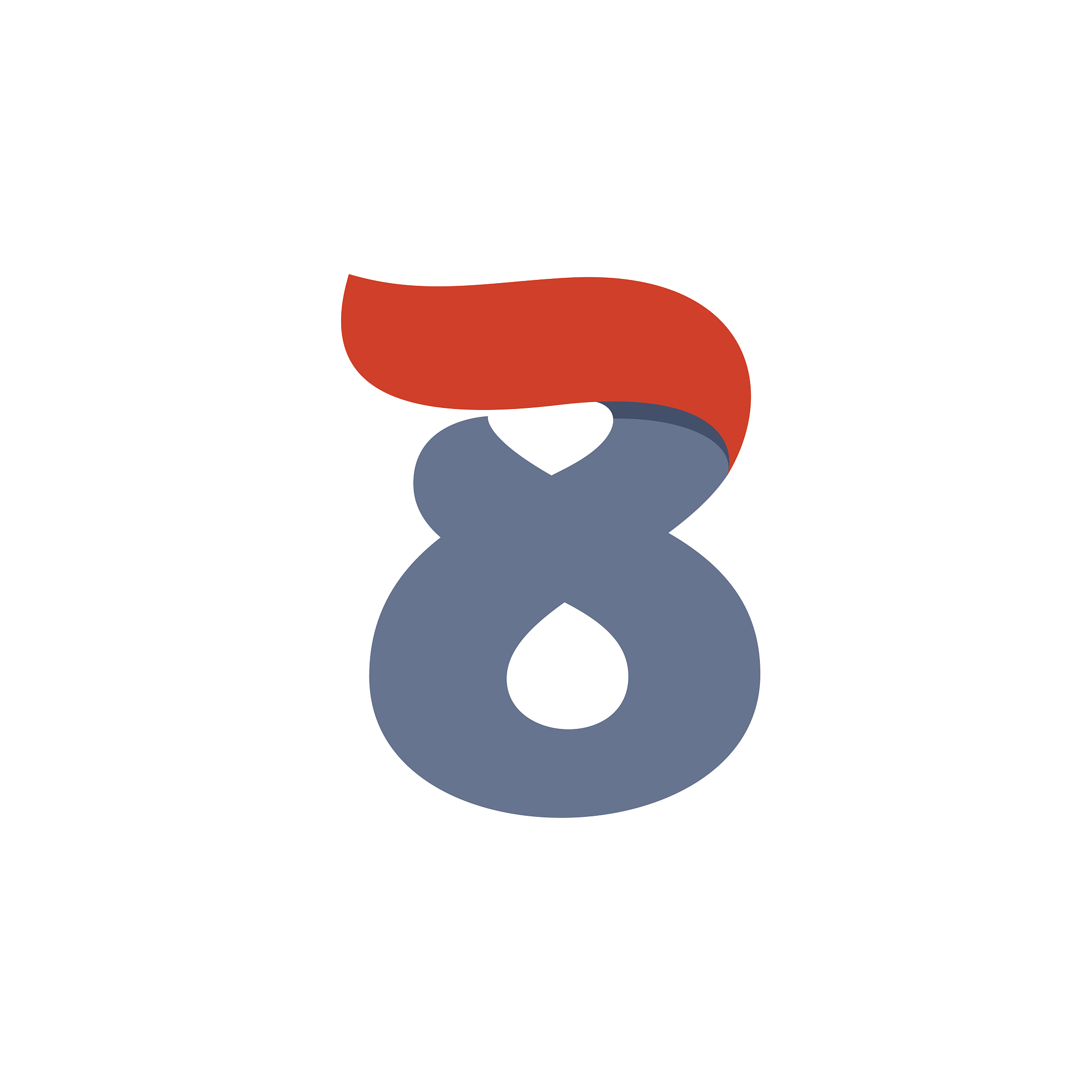 number eight icon with fast speed red flag line.
