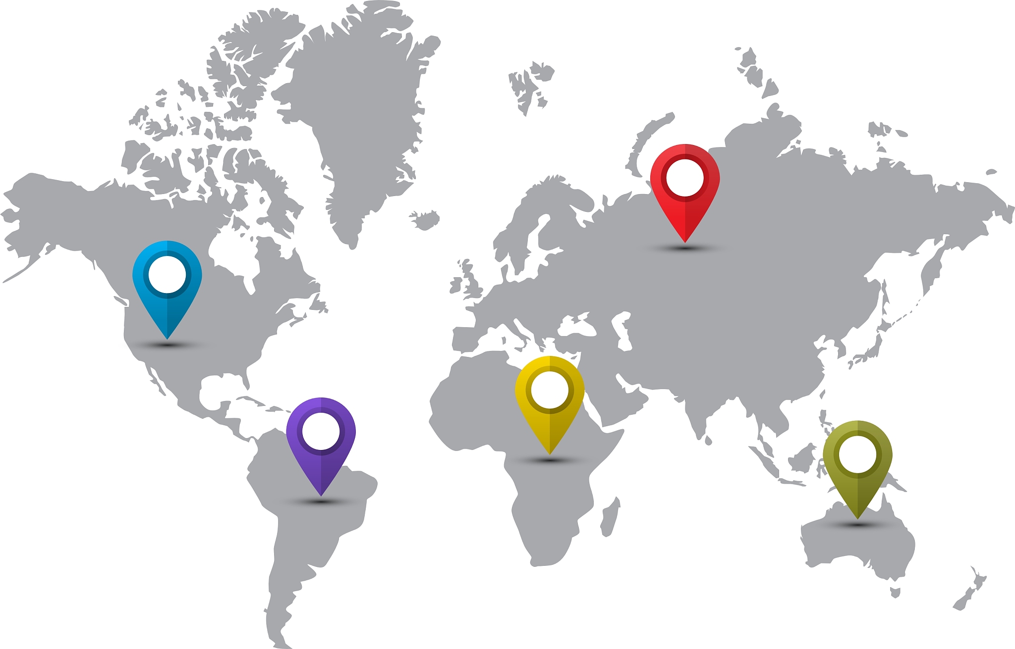 world map with pointer marks