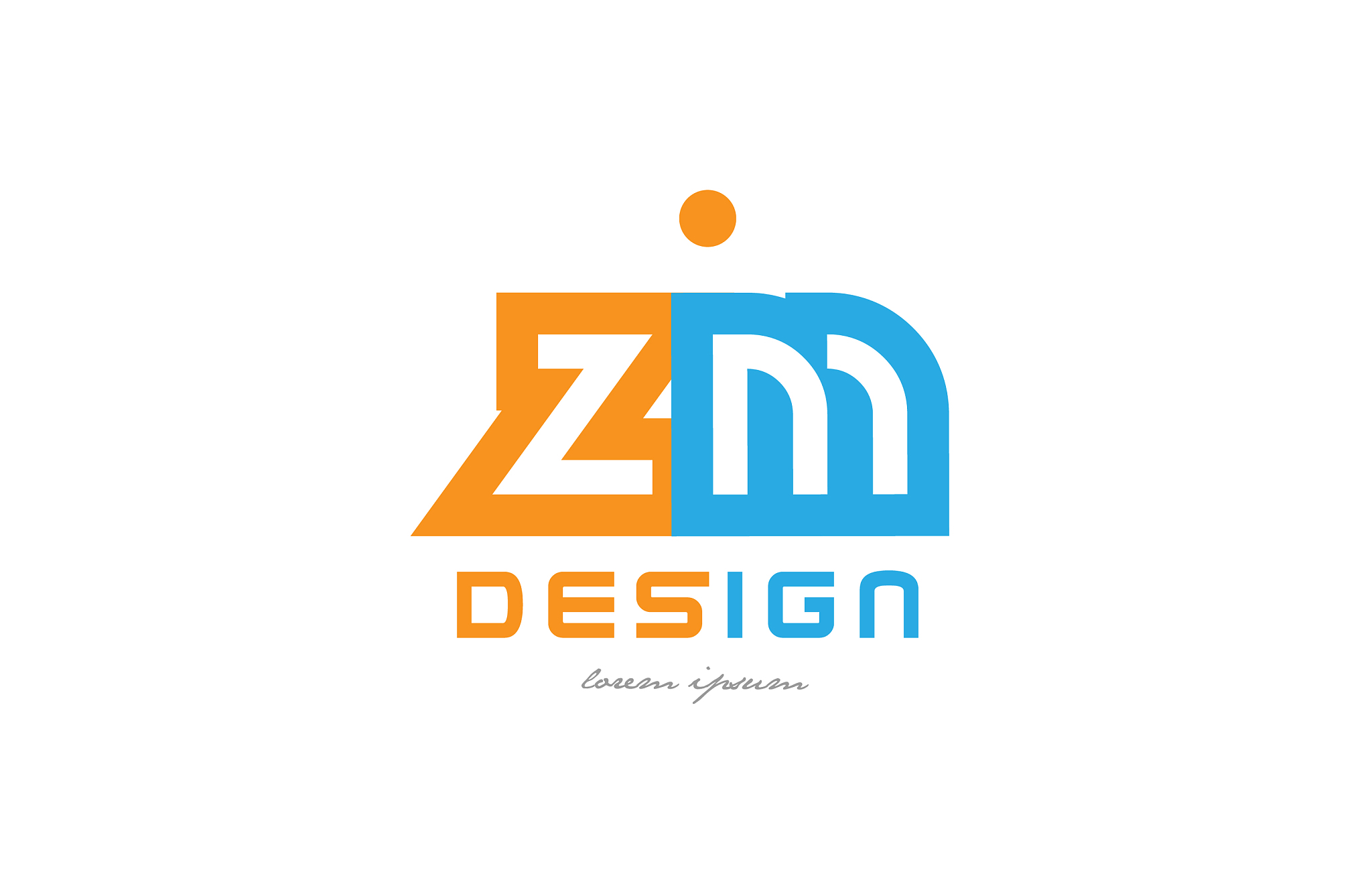 zm z m orange blue alphabet letter logo