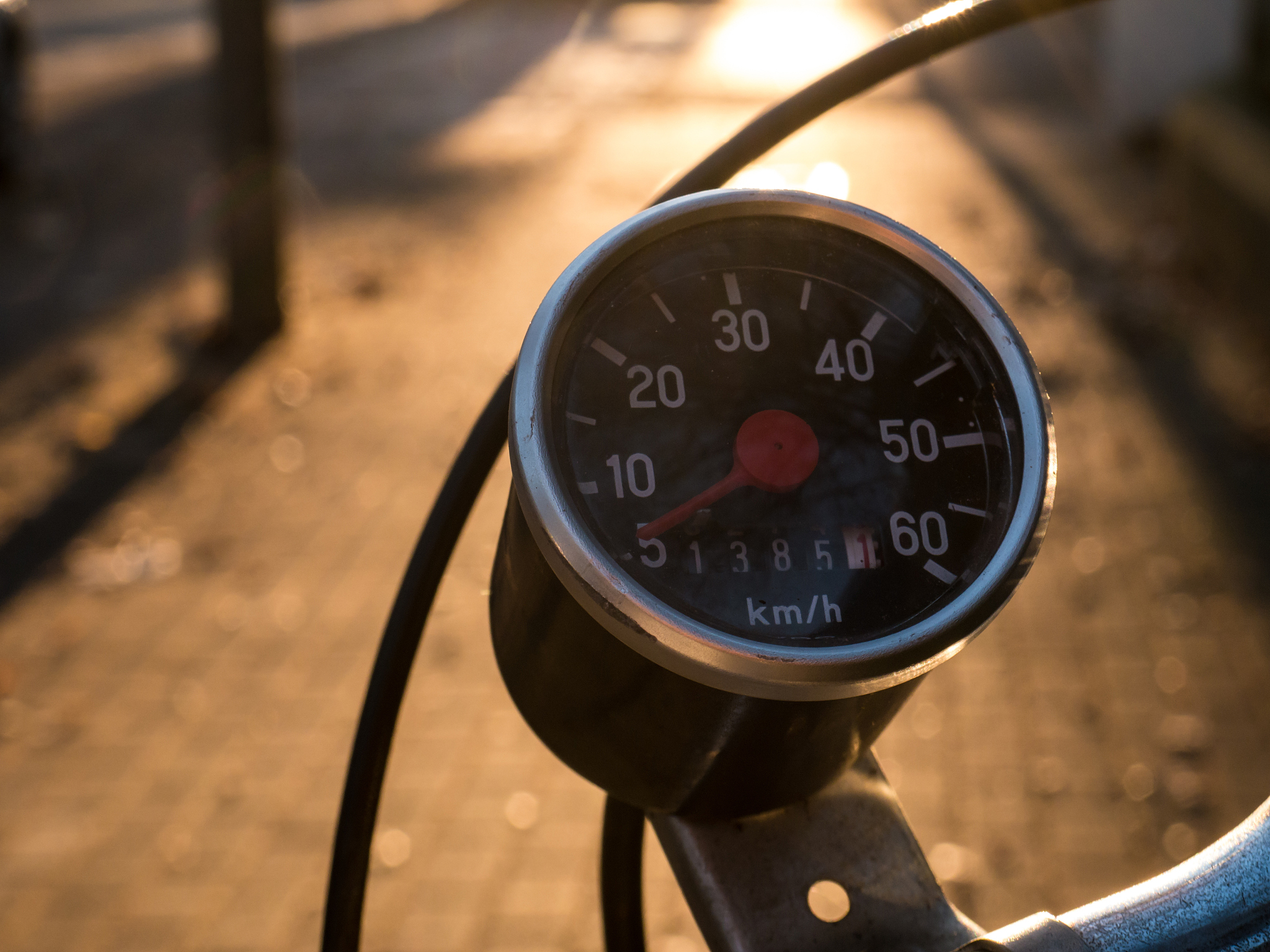 vintage speedometer on old bicycle