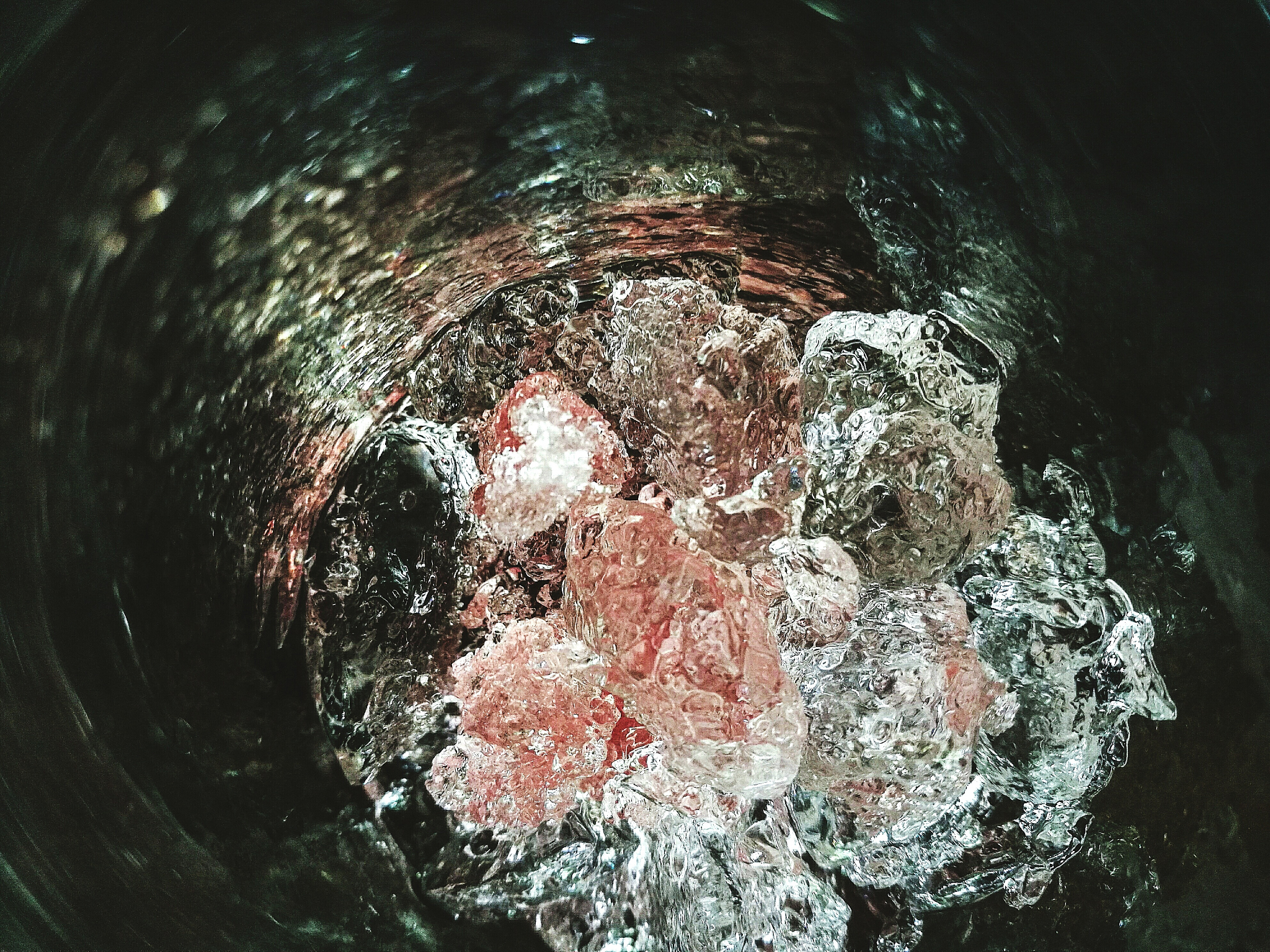high angle view shot of ice cubes in glass
