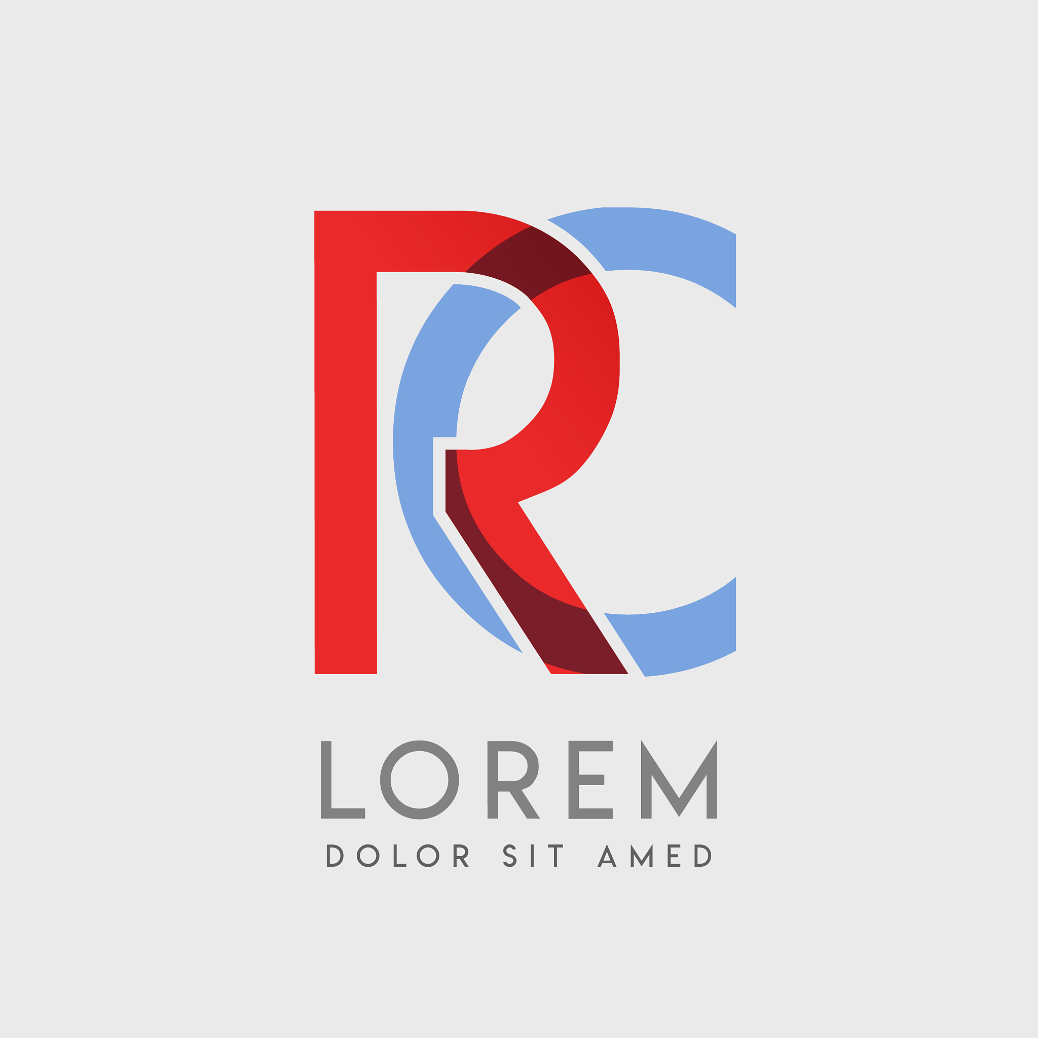 rc logo letters with blue and red gradation
