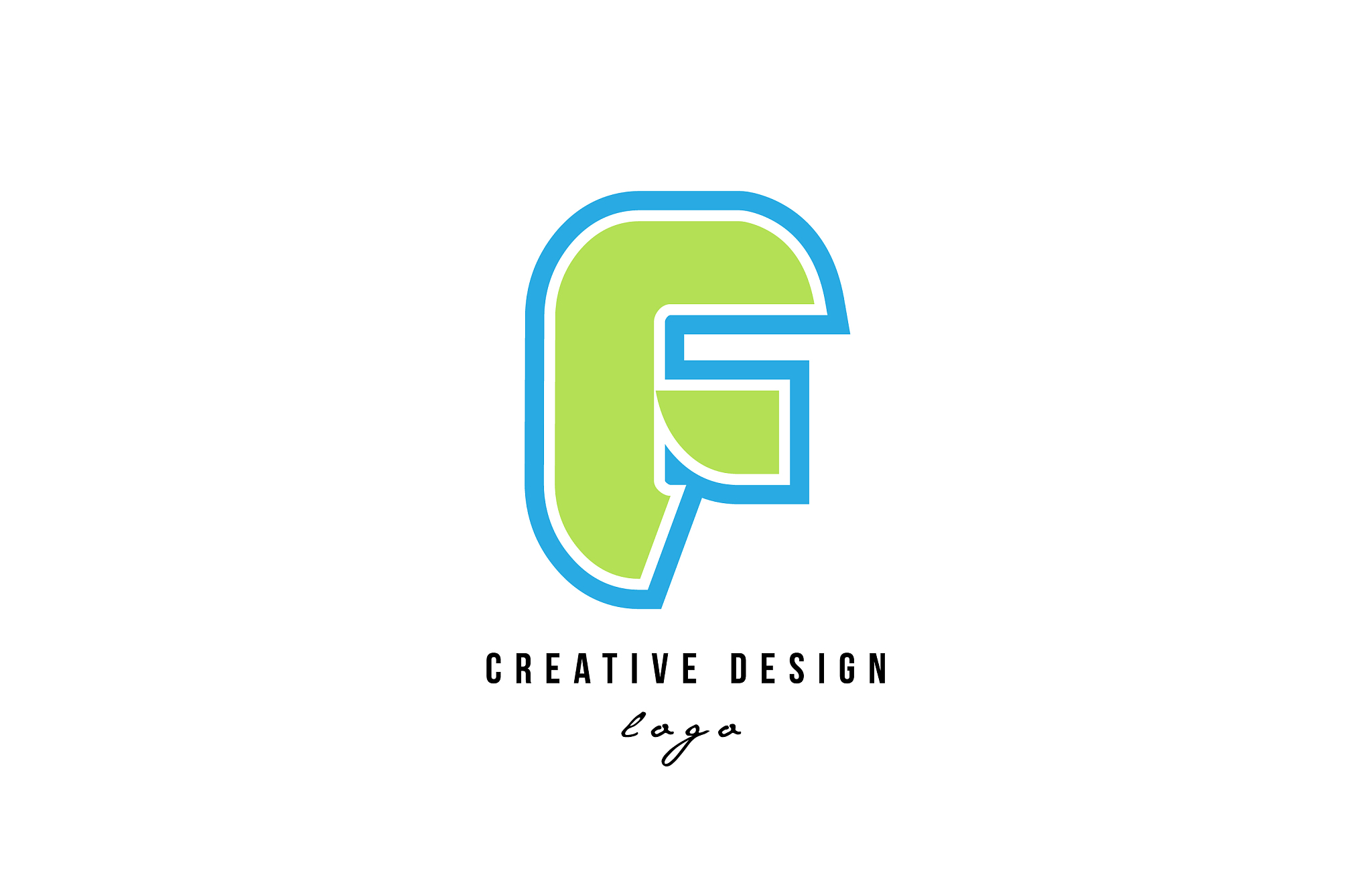 blue green alphabet letter f logo icon design