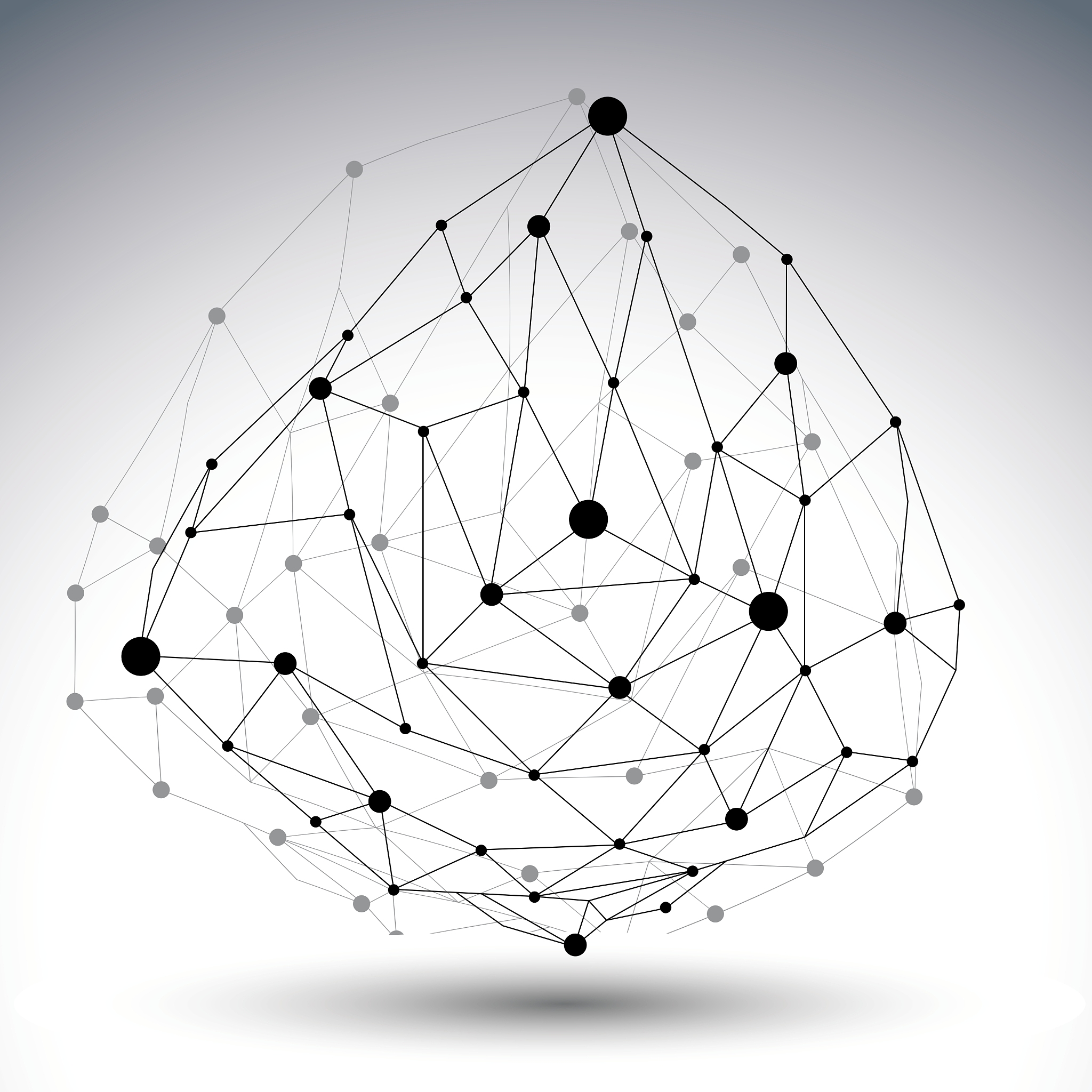 spatial technological shape with shadow polygonal