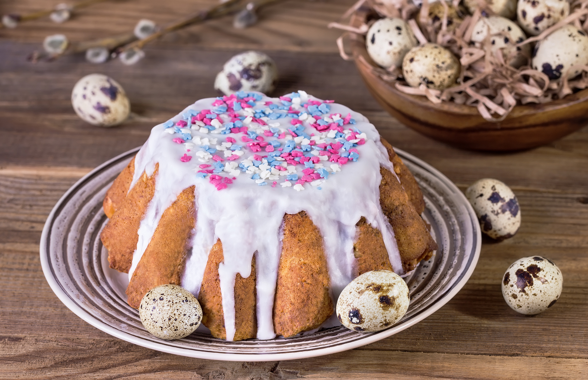 easter cake with white glaze