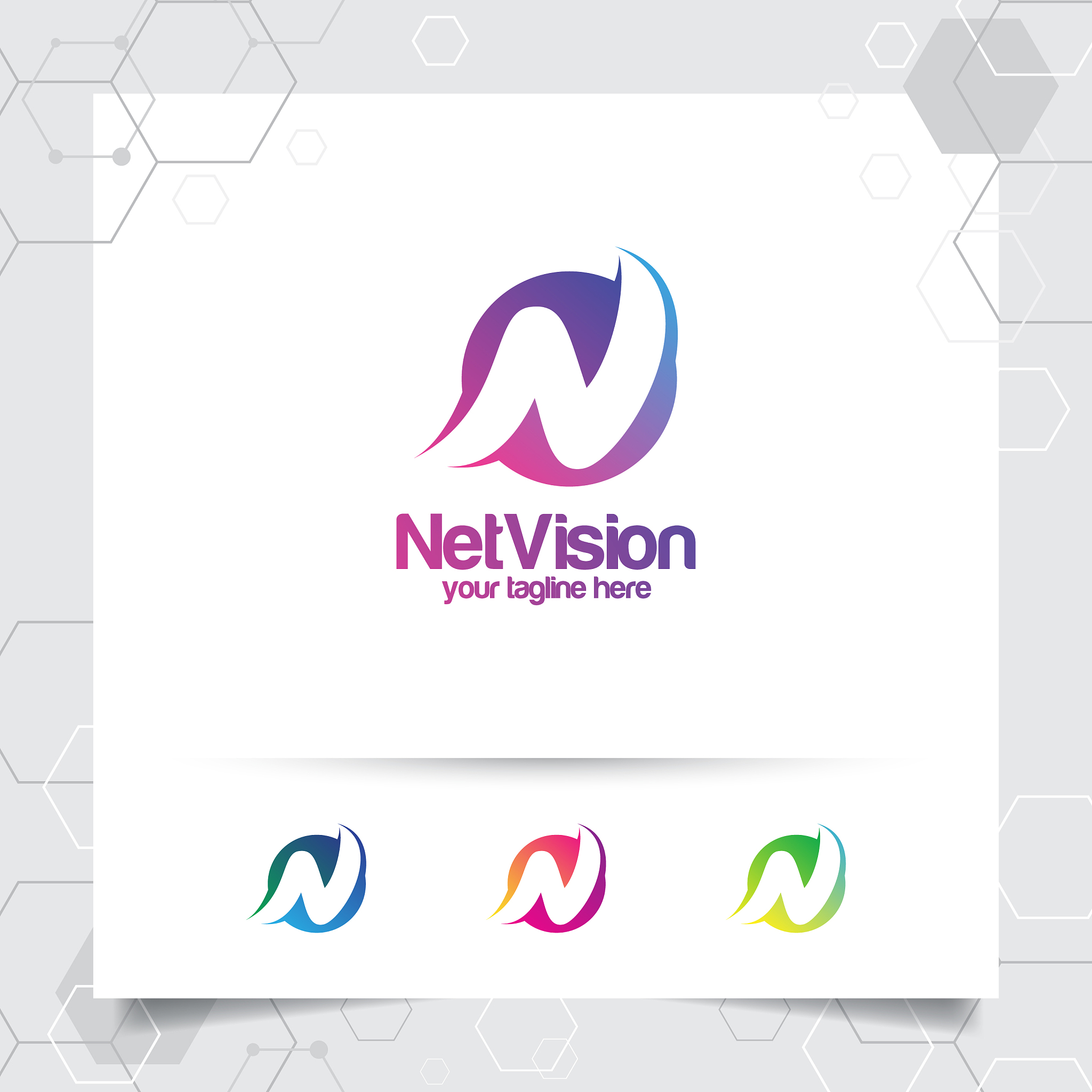 digital logo letter n design with modern colorful