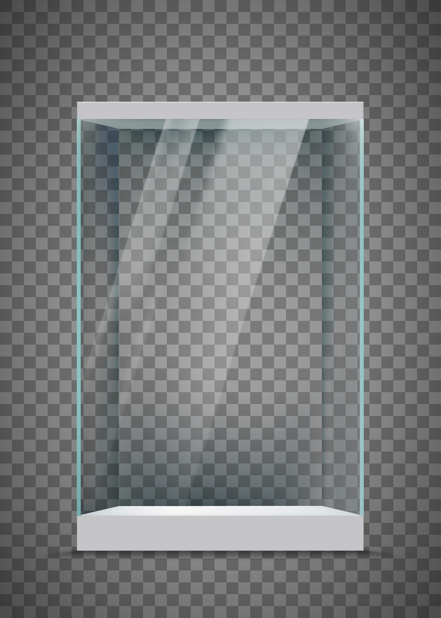 glass empty showcase isolated on a transparent background.