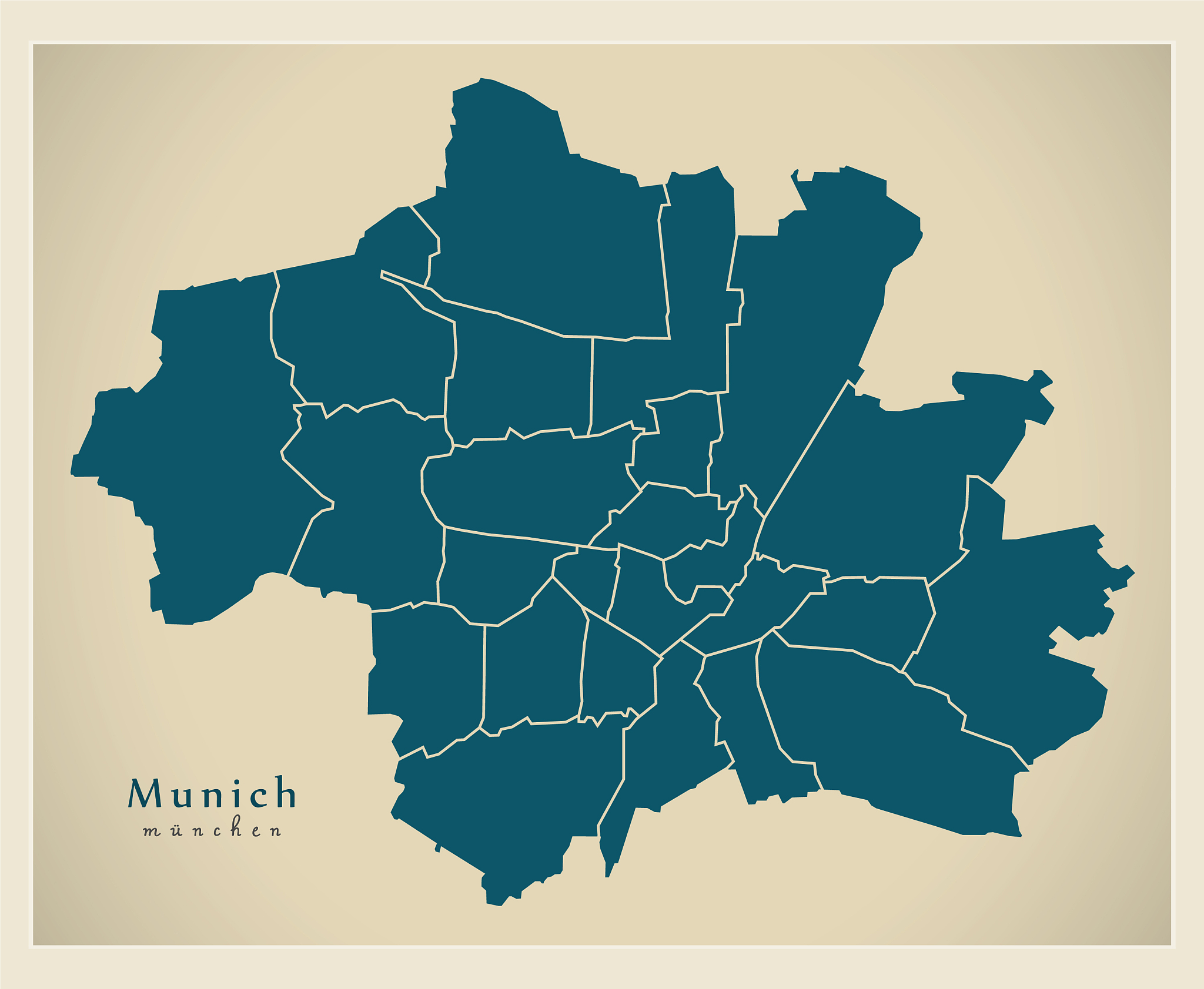 modern city map - munich city of germany with