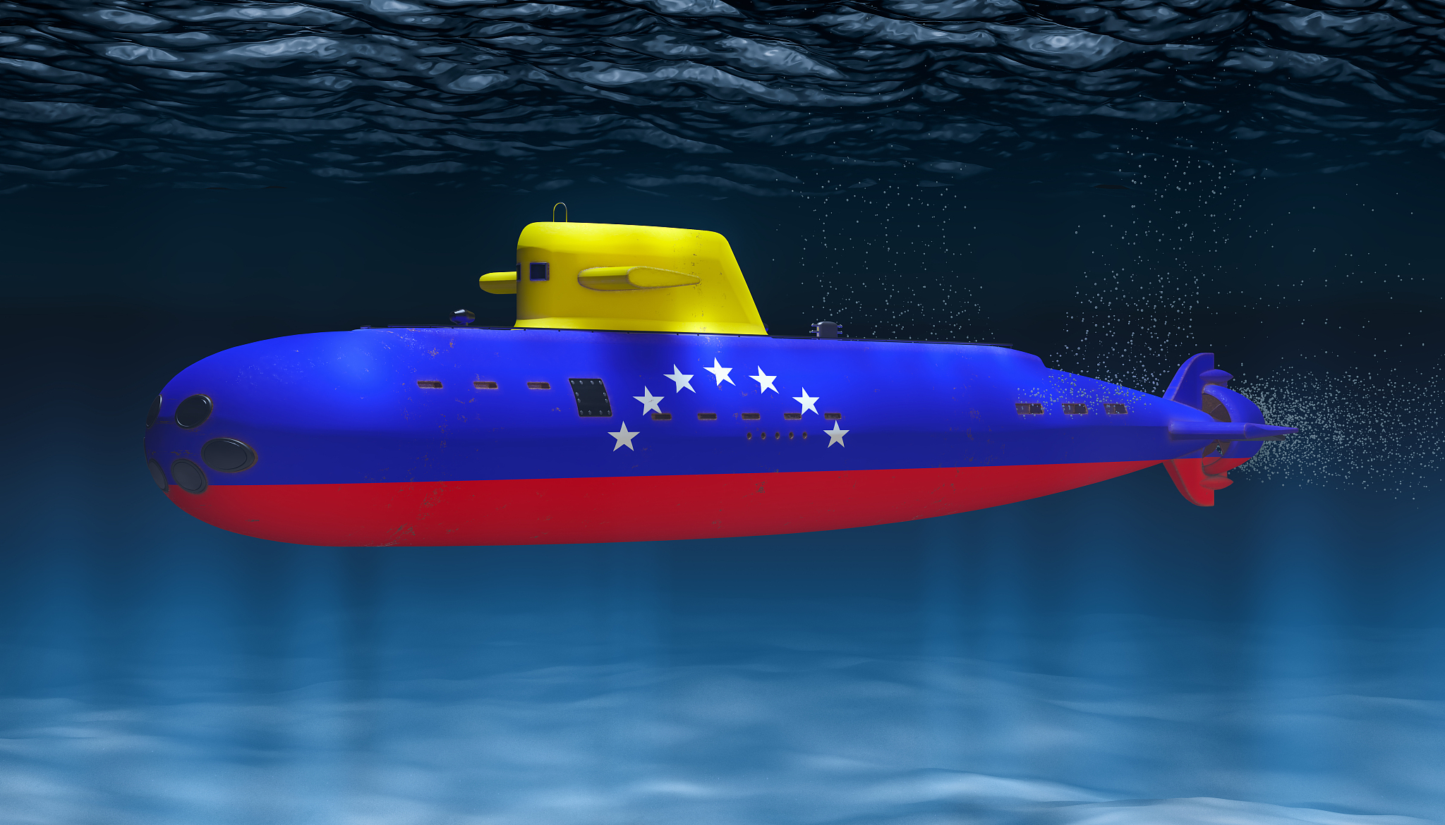 submarine of venezuelan navy, concept. 3d rendering