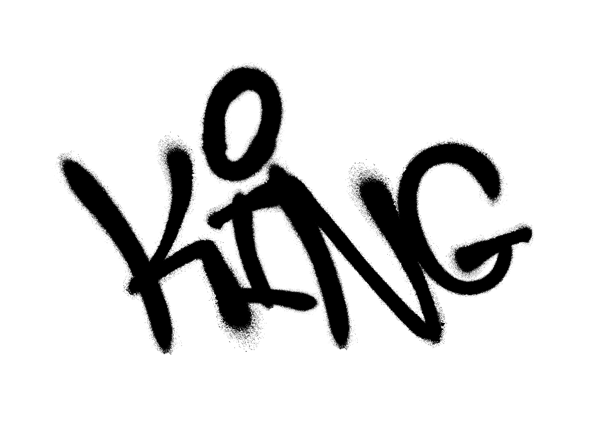 sprayed king font graffiti with overspray in black