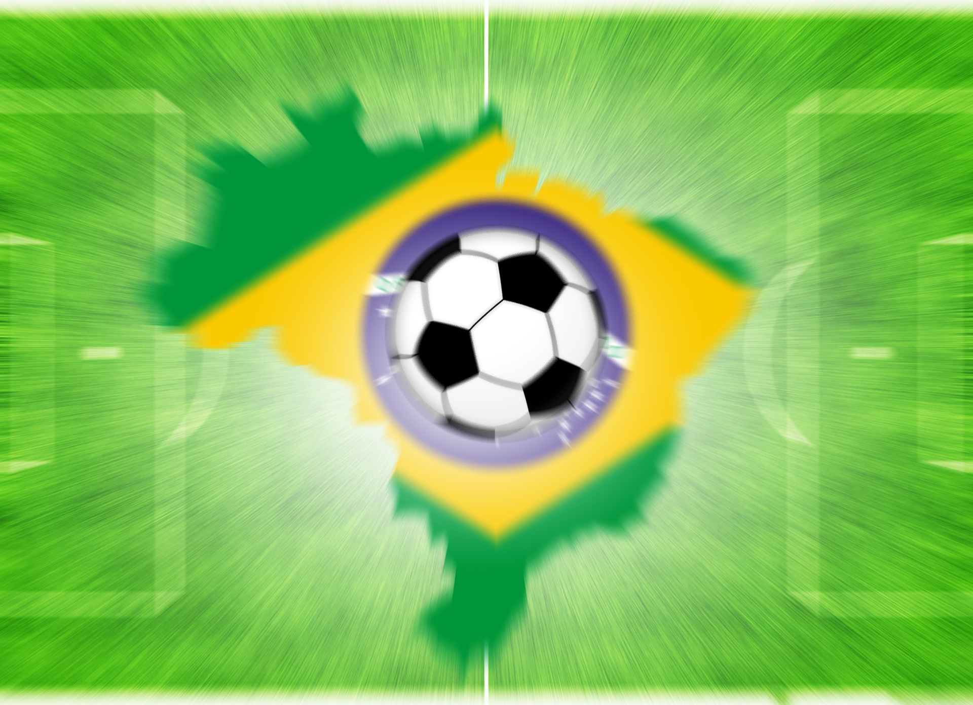 football ball on a brazil map-flag.