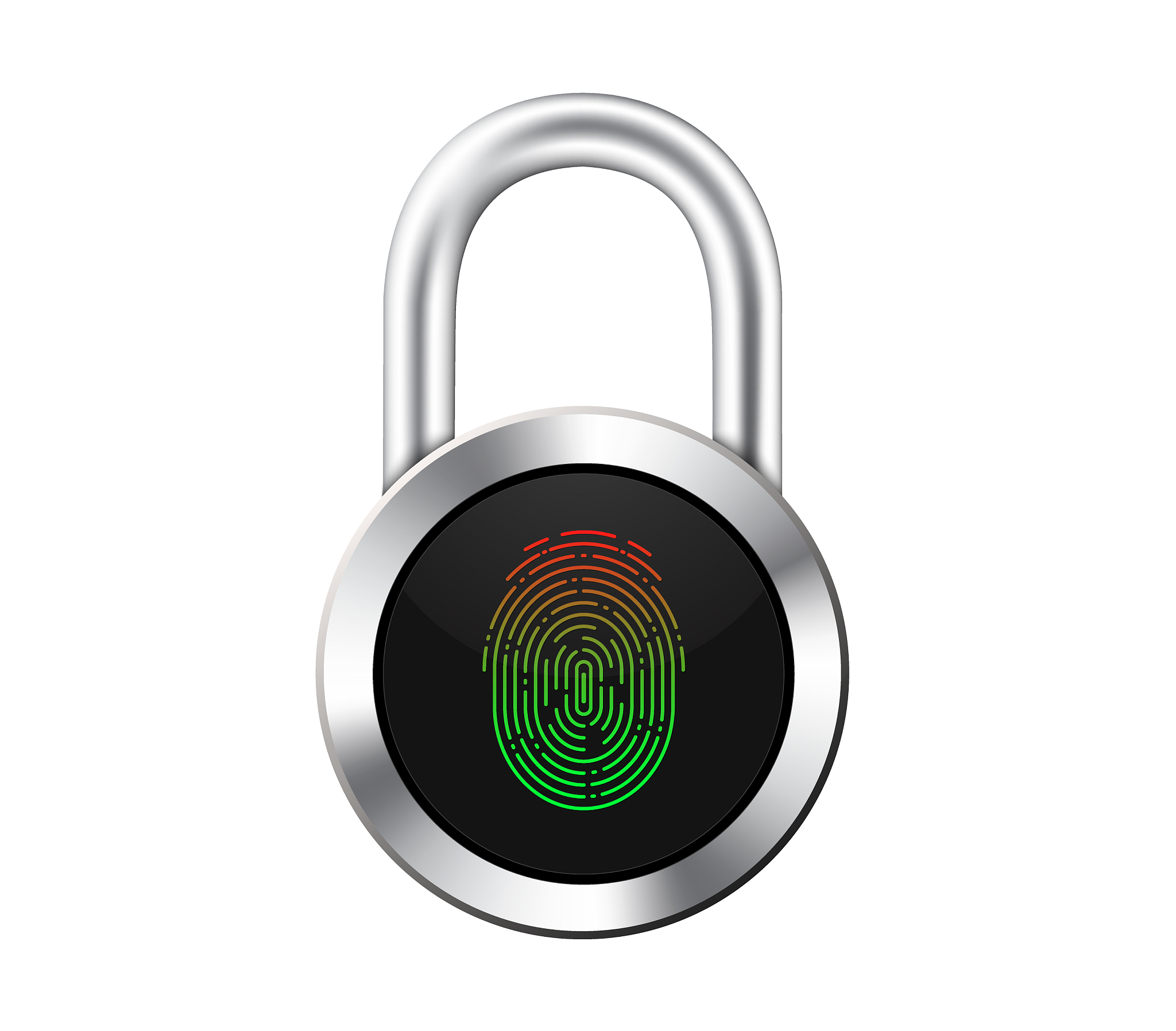 icon of a realistic hinged chrome lock with a