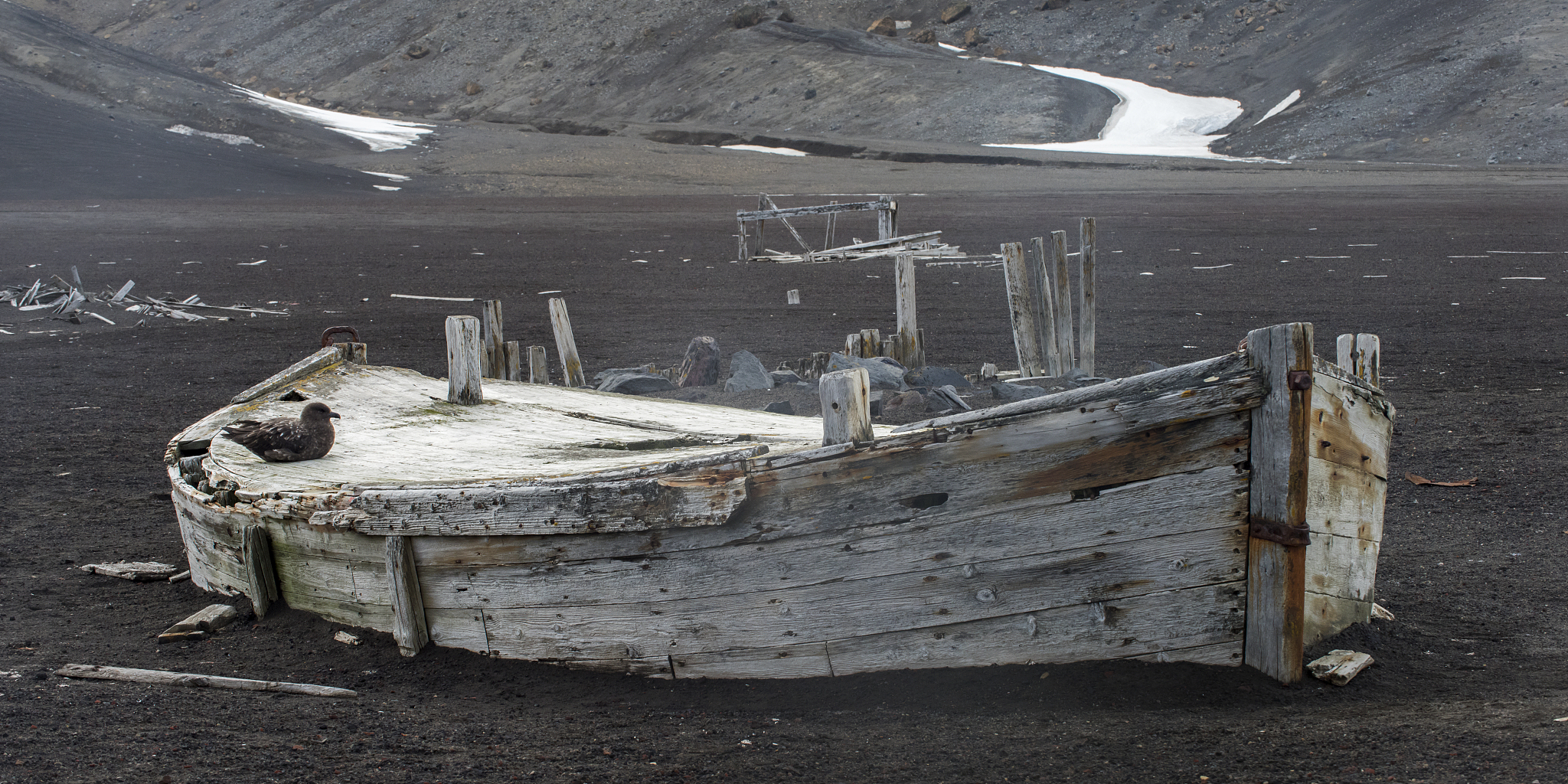 wooden boat, deception island, antarctica