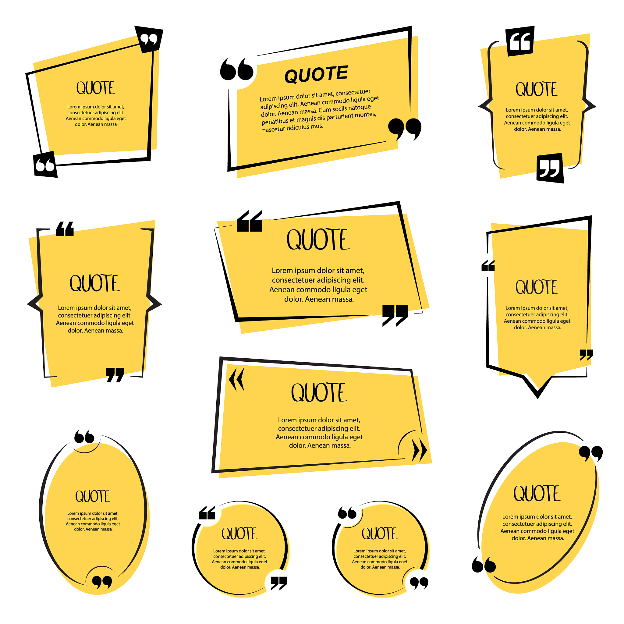quote box and speech bubble templates set