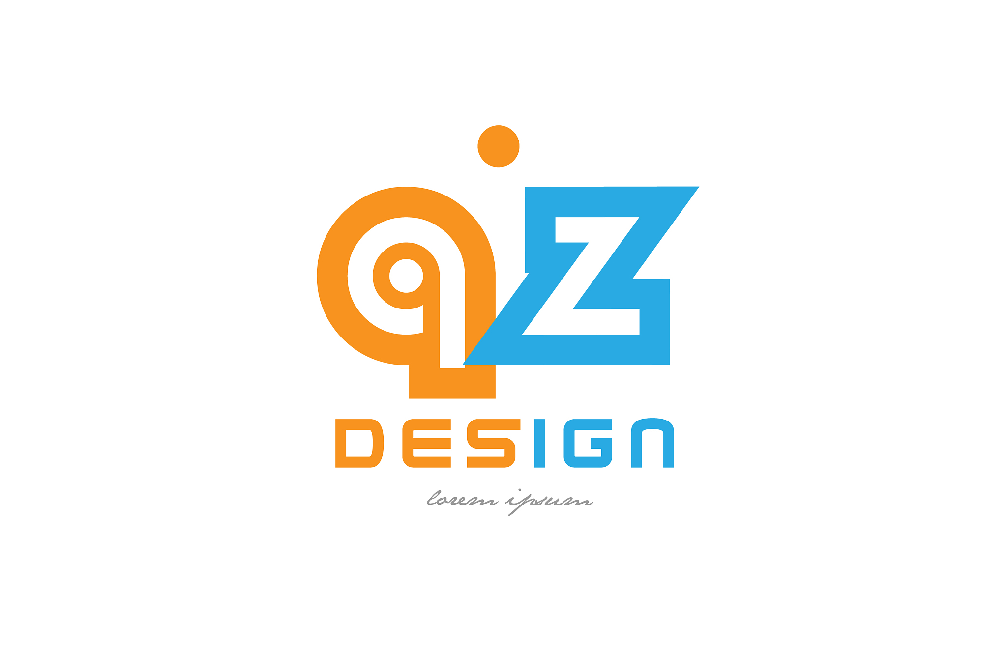 qz q z orange blue alphabet letter logo