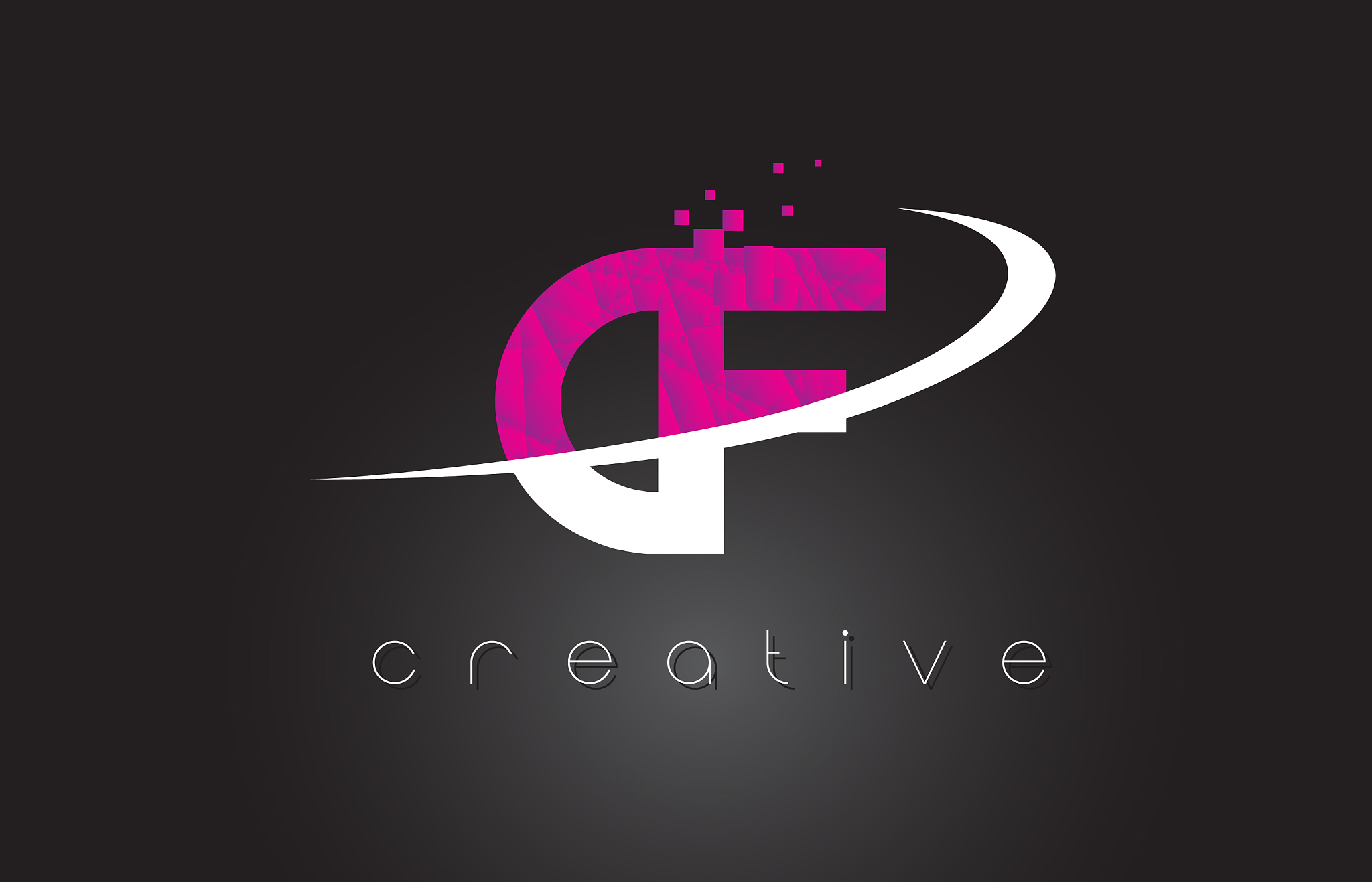 cf c f creative letters design with white pink