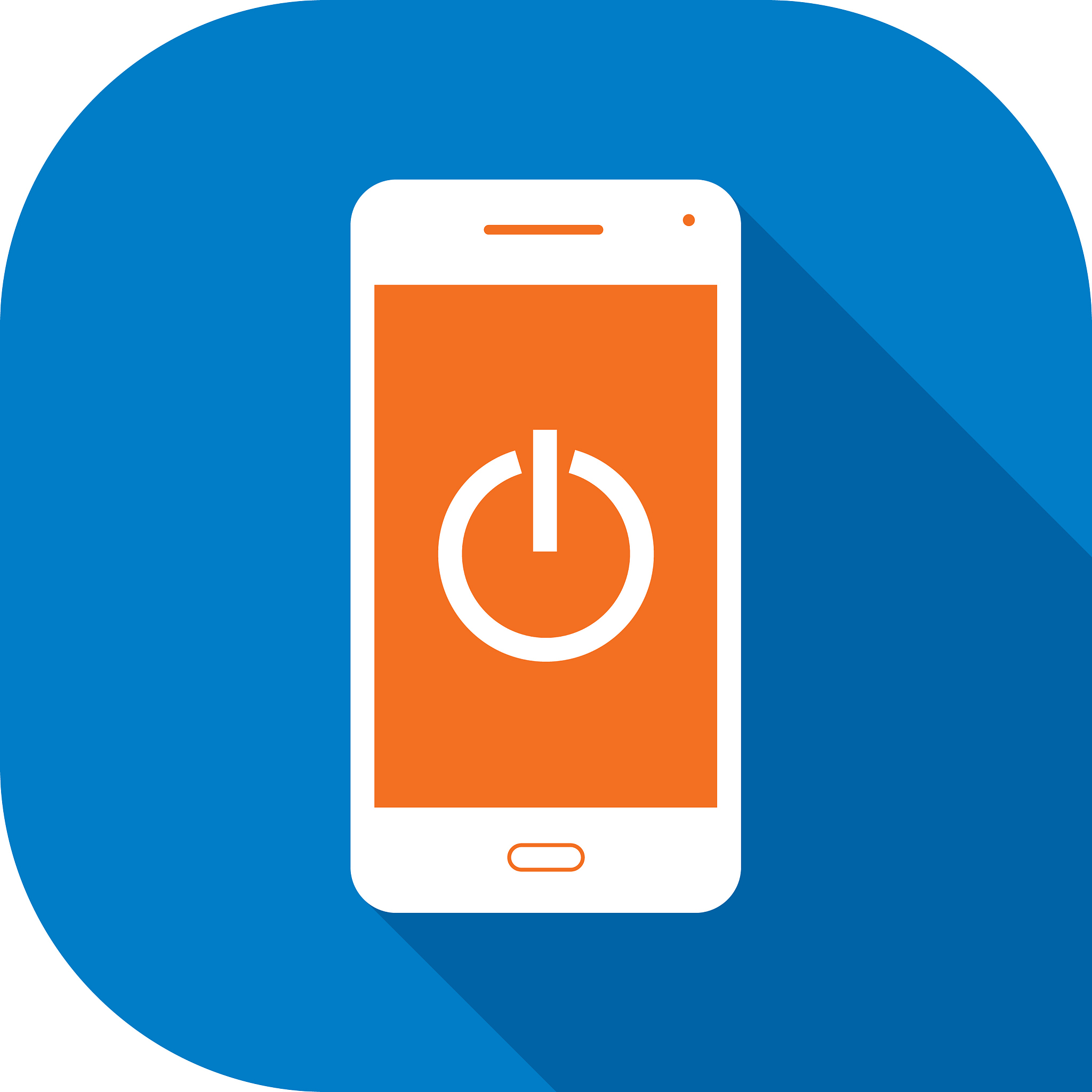 white power button smart phone icon