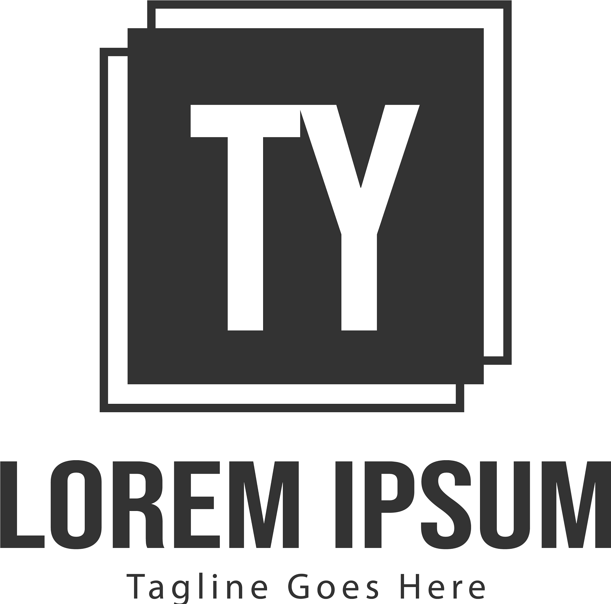 initial ty logo template with modern frame