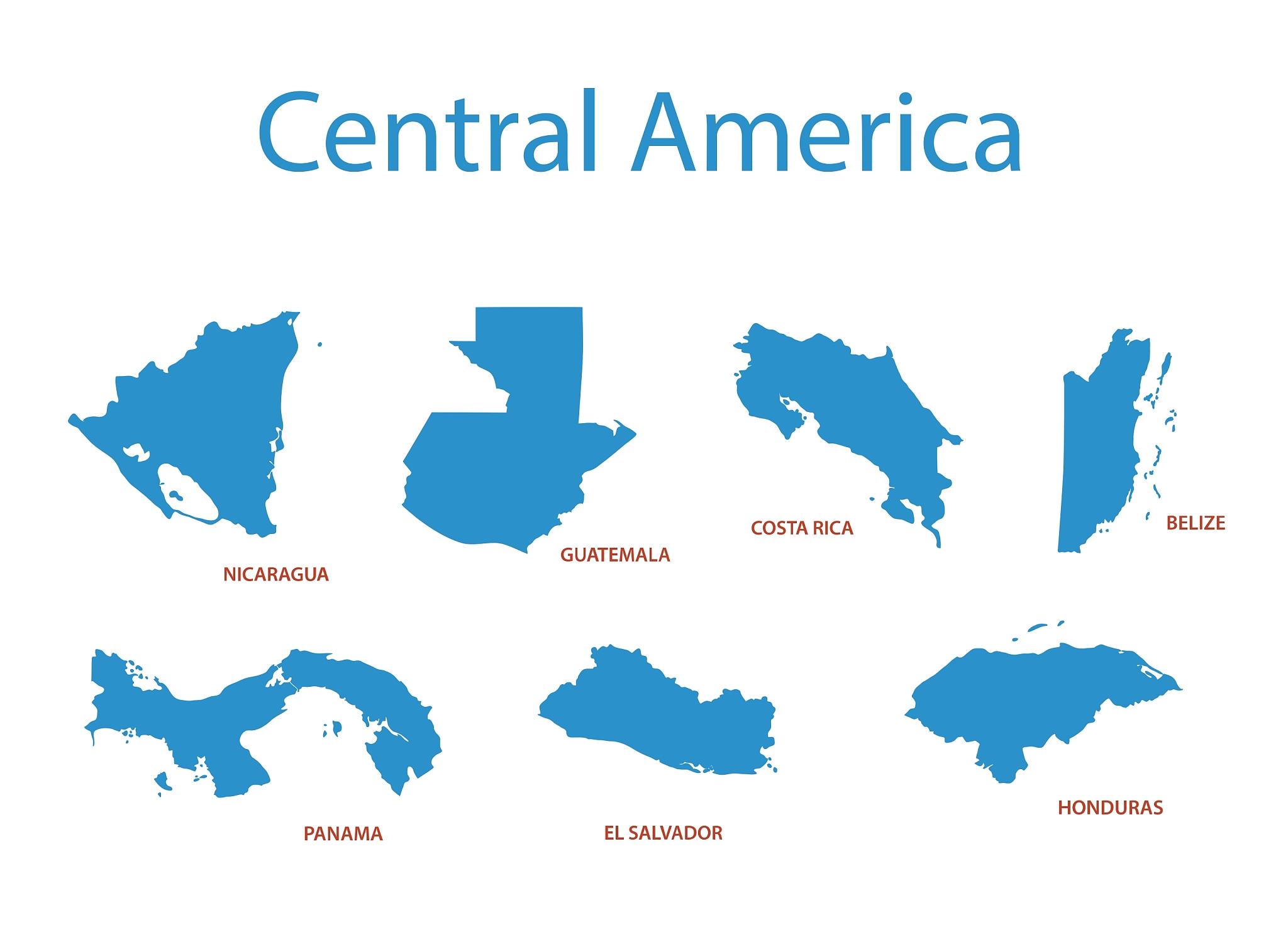 central america - maps of territories