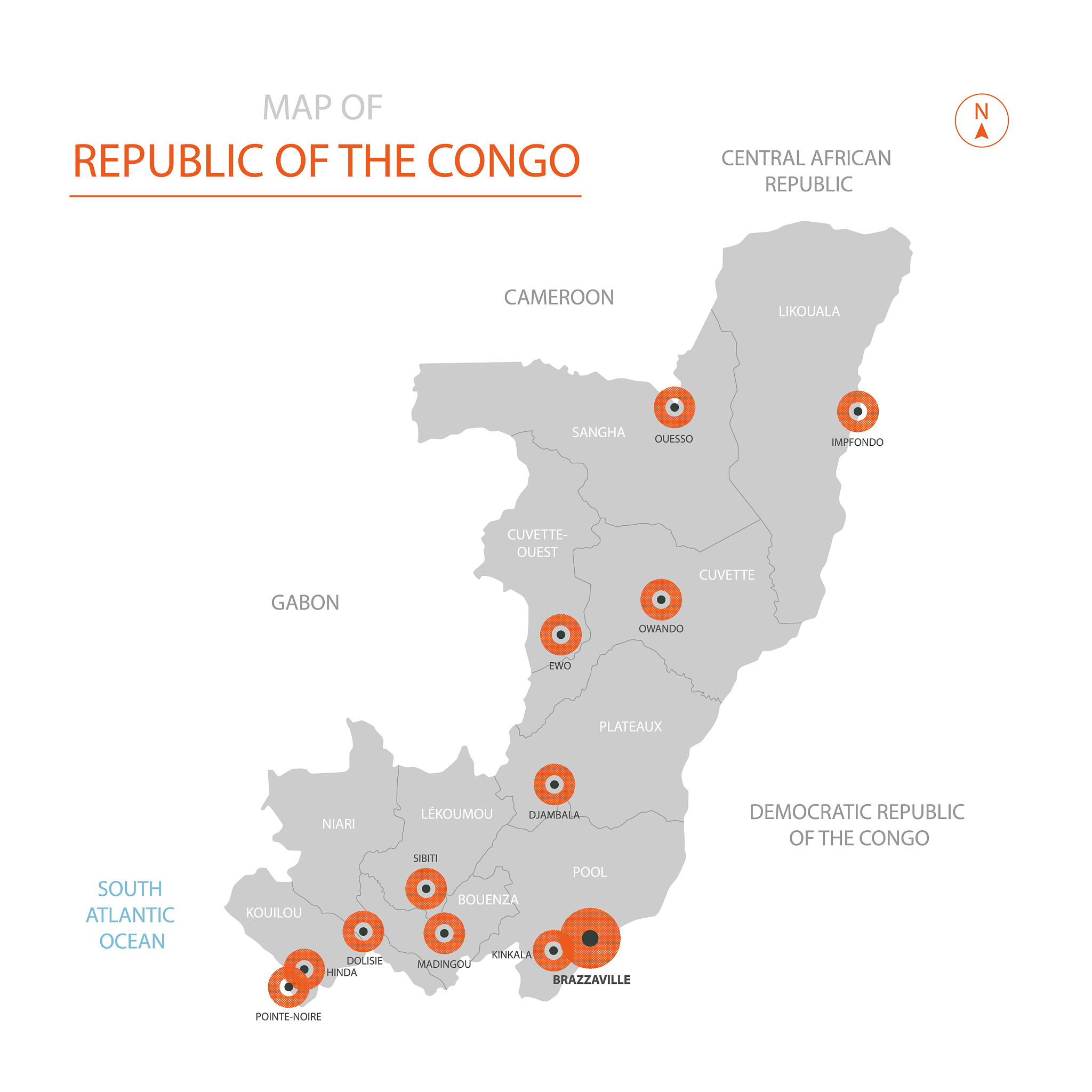 congo map with administrative divisions