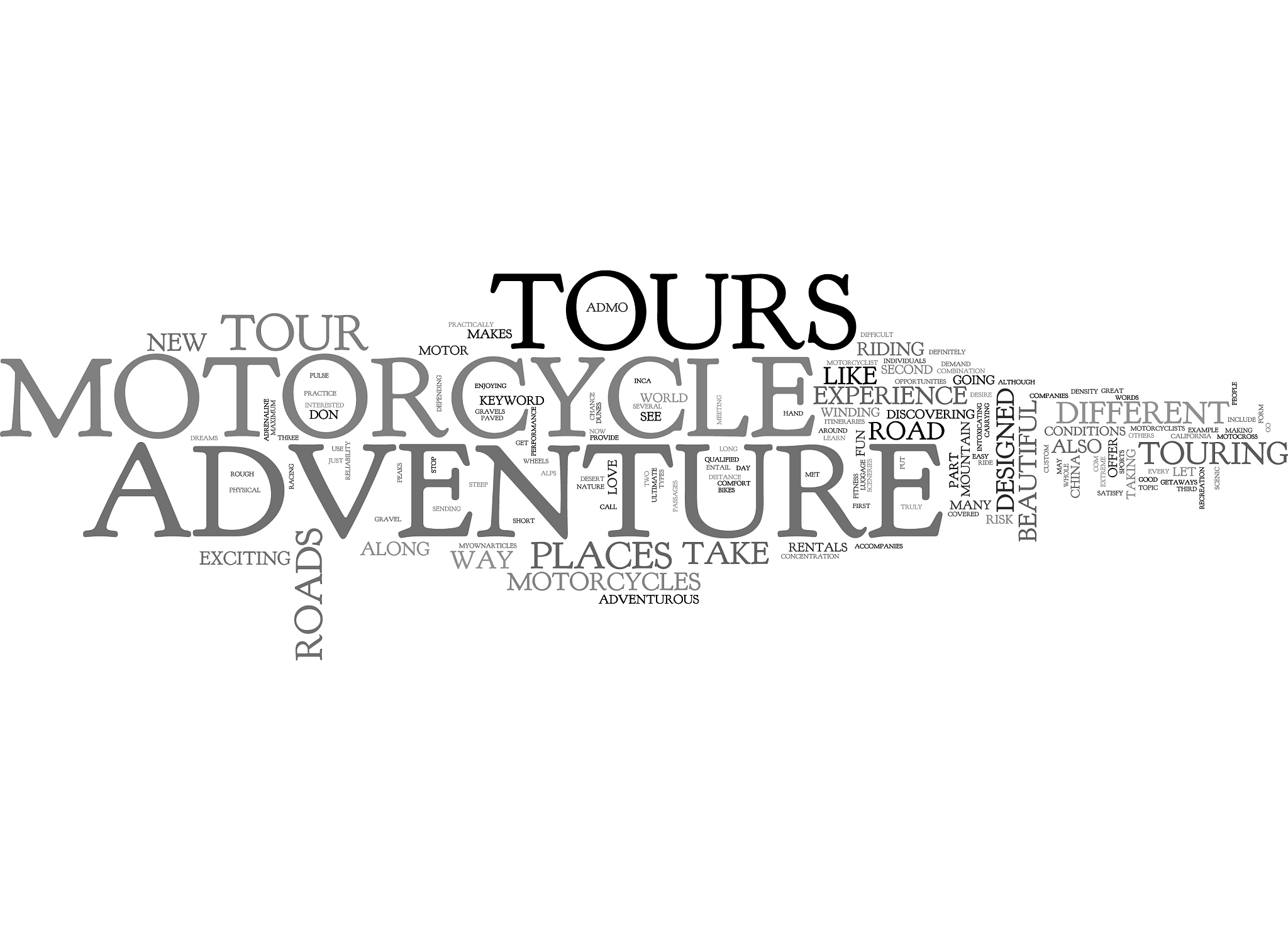adventure motorcycle tours text word cloud concept