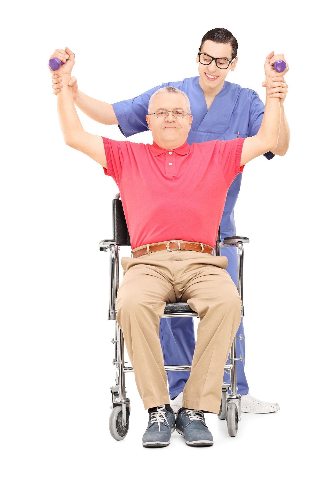 mature man exercising with a physiotherapist