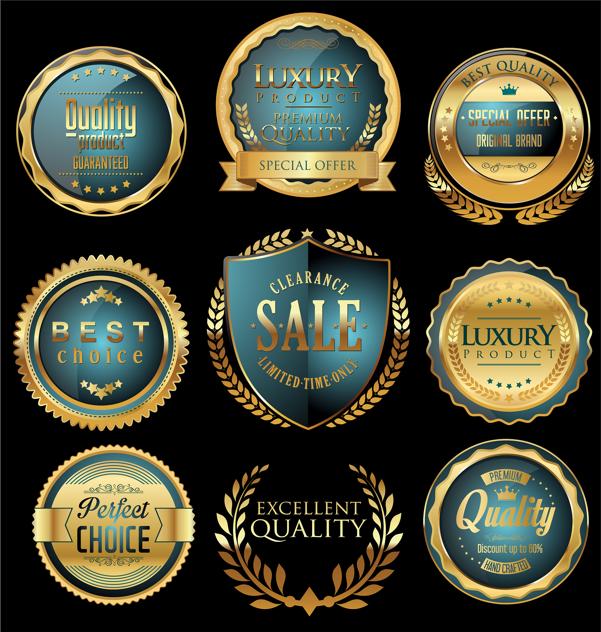 premium and luxury golden retro badges and labels