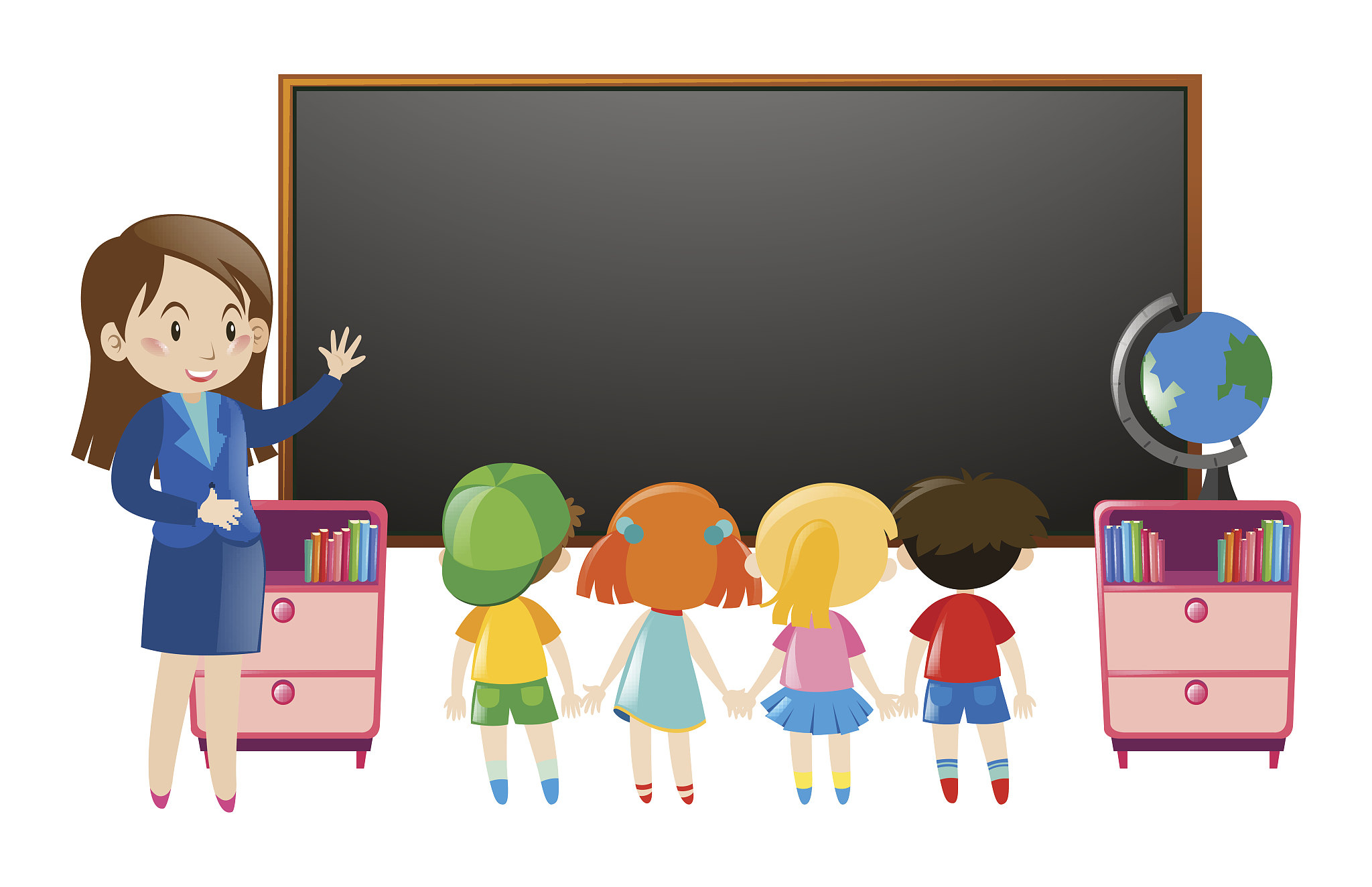kids and teacher in classroom