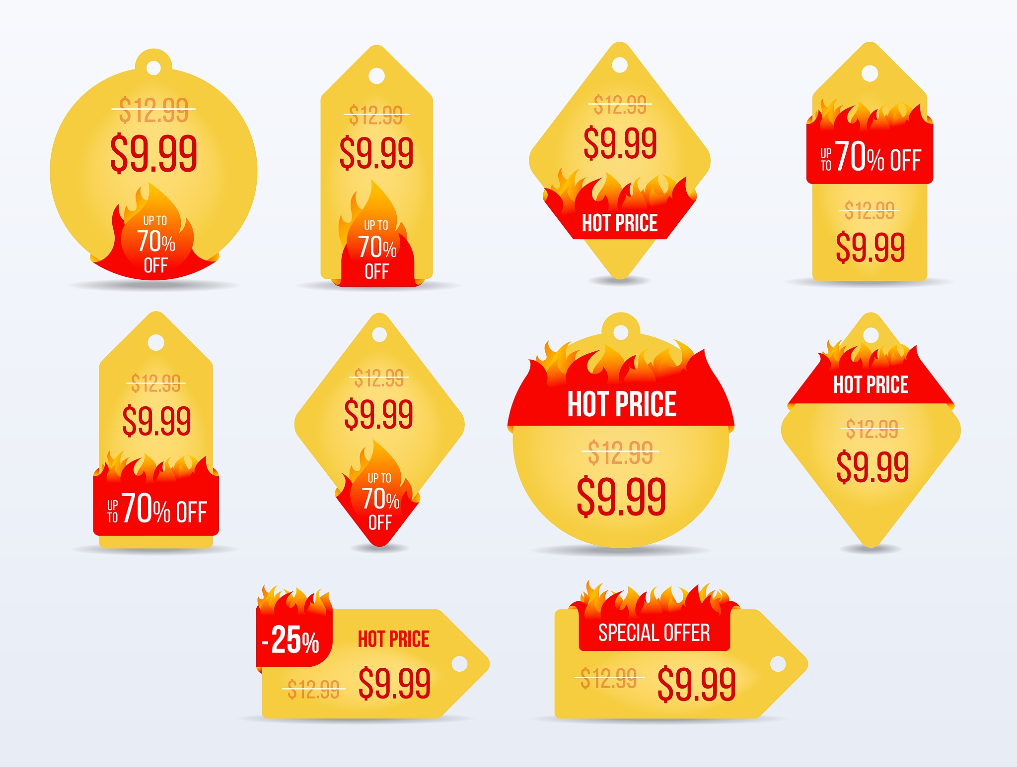 hot price bage set. special offer sale tag discount symbol retai