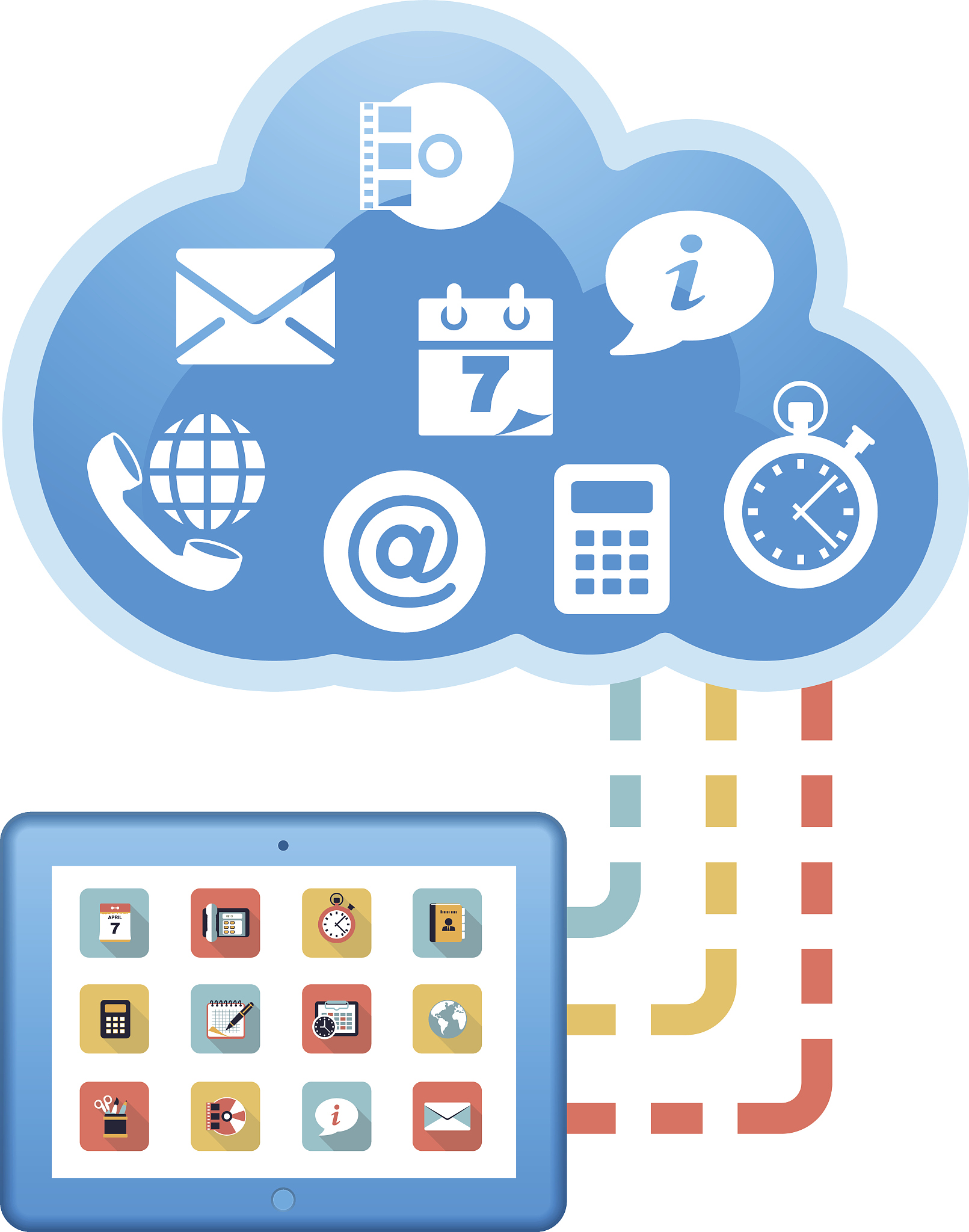 cloud, computing, service illustration.