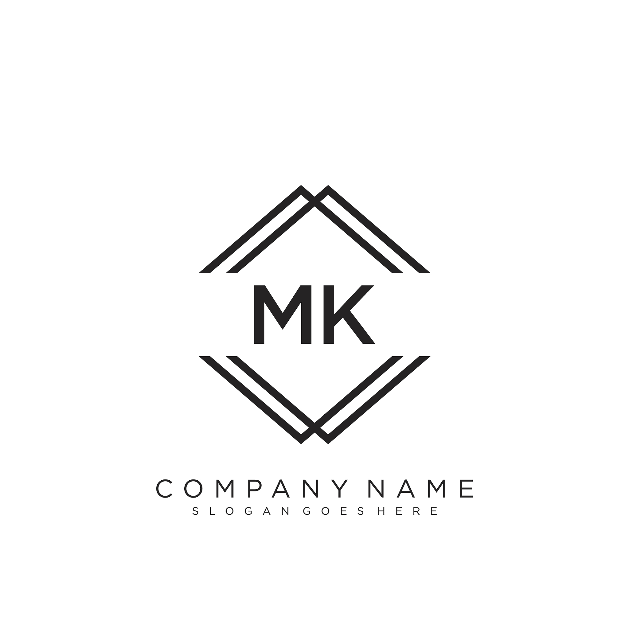 mk initial handwriting logo design