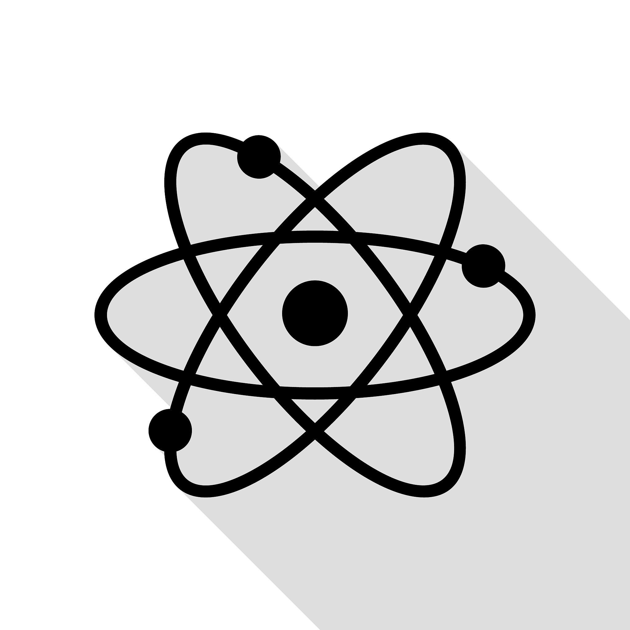 atom sign black icon with flat style