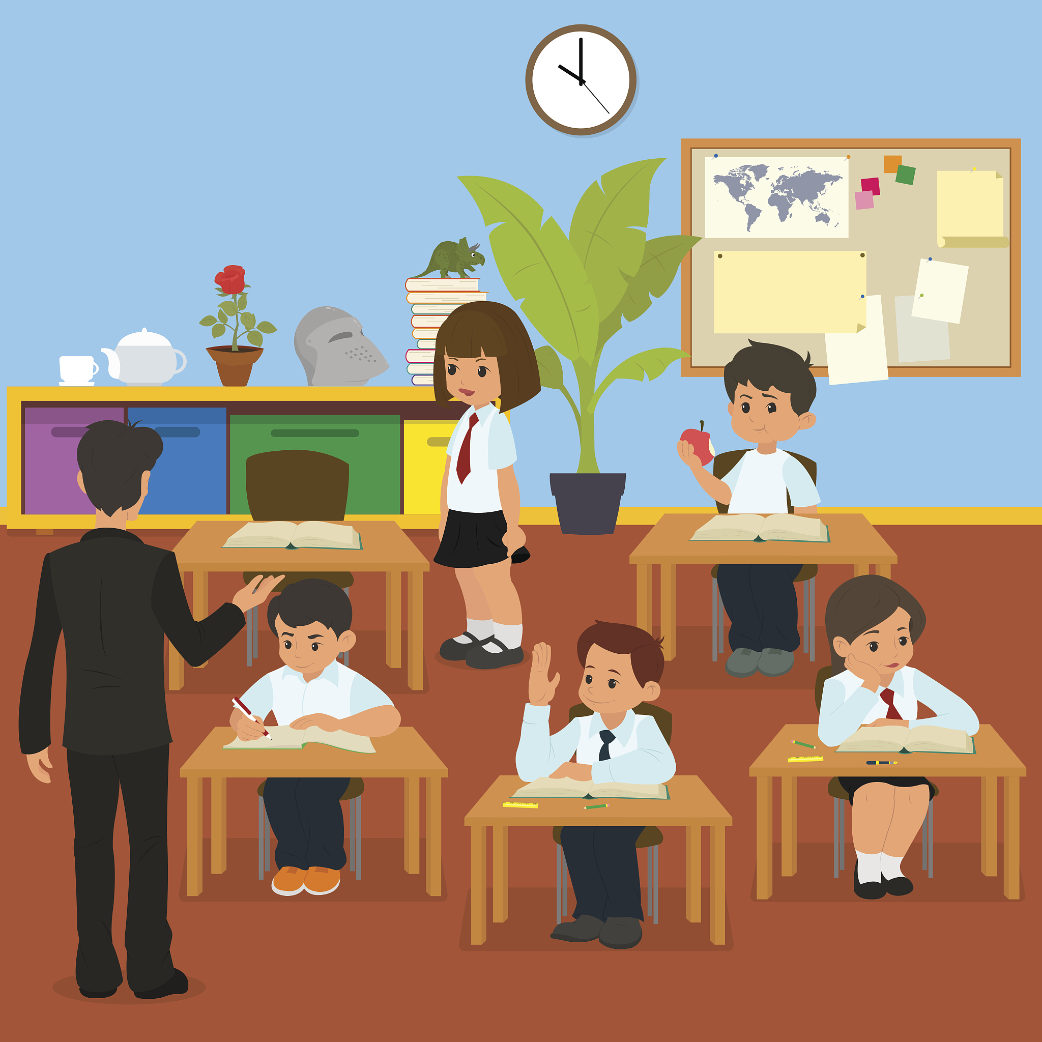 妈妈帮孩子们收拾好行李 准备去等校车。孩子们每个月住校20多天。围绕这个写