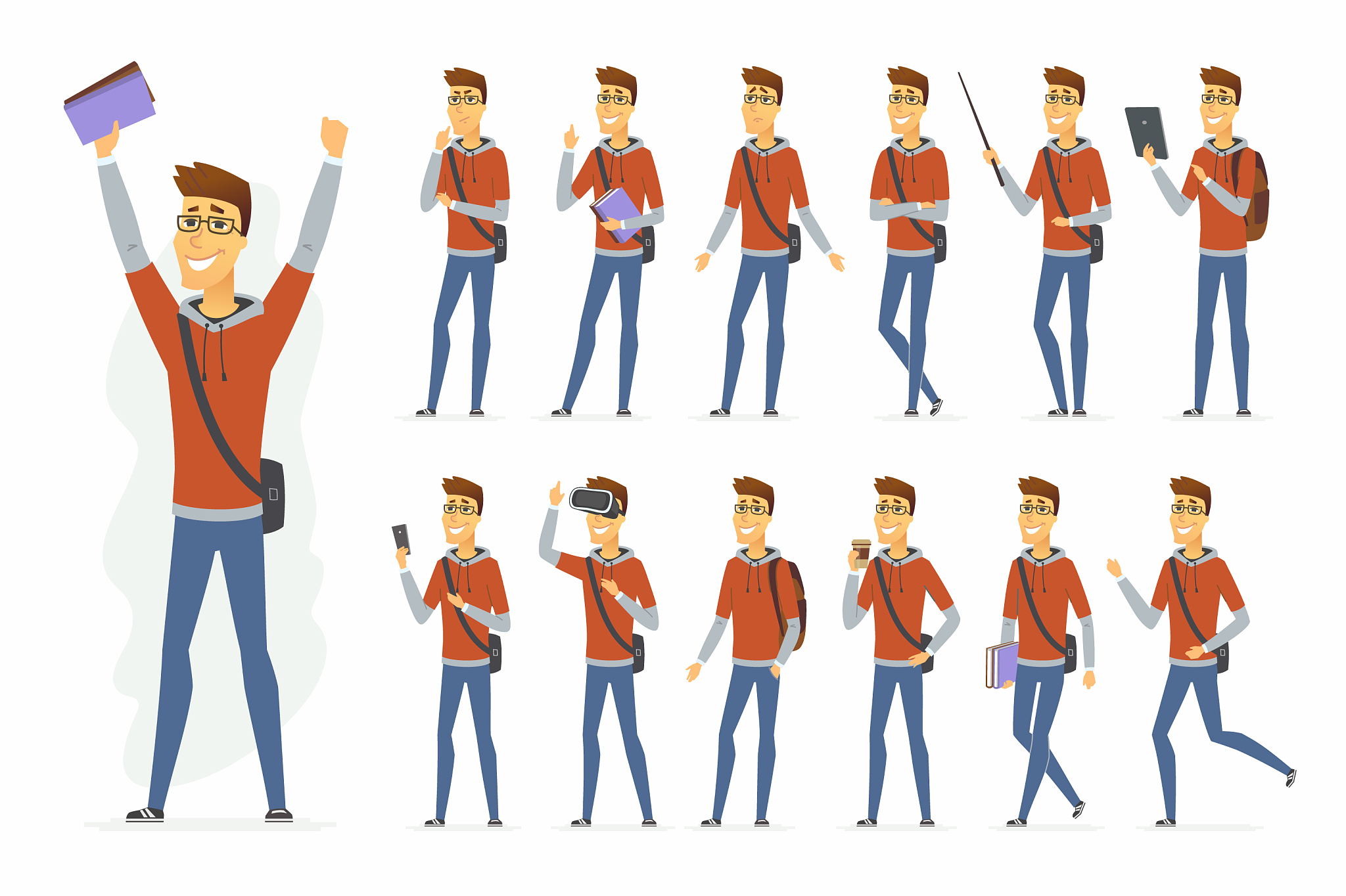 modern student - cartoon people character