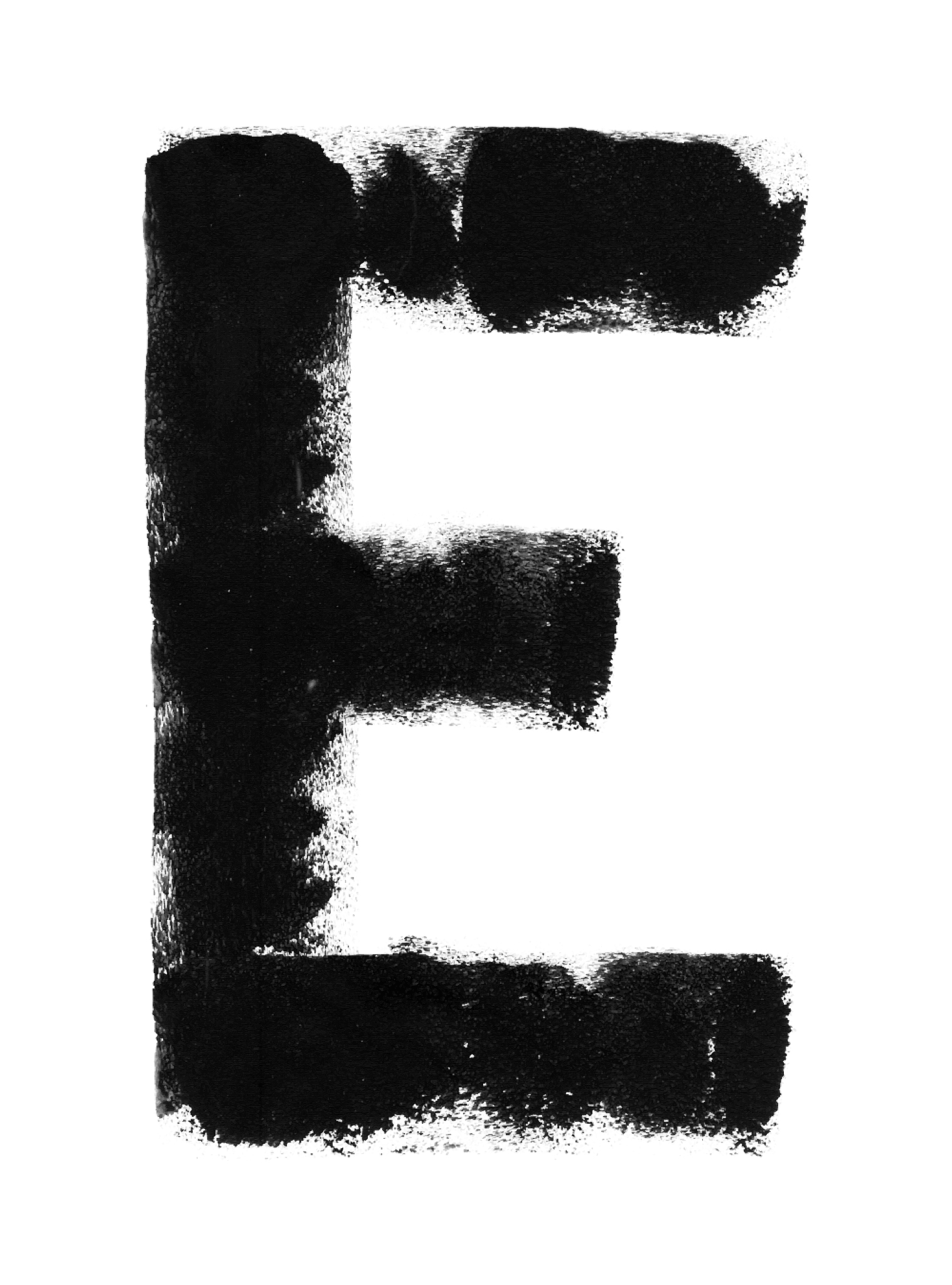 capital letter e painted by hand carelessly - abstract art creat