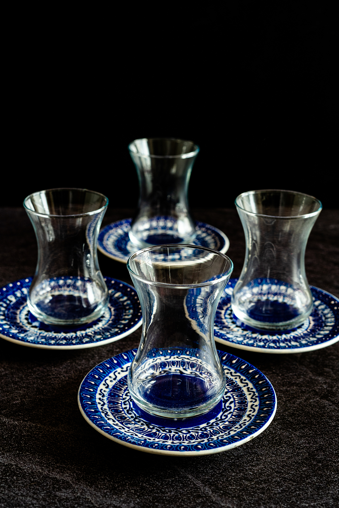 handmade ceramic turkish tea cups / glasses with traditional pat