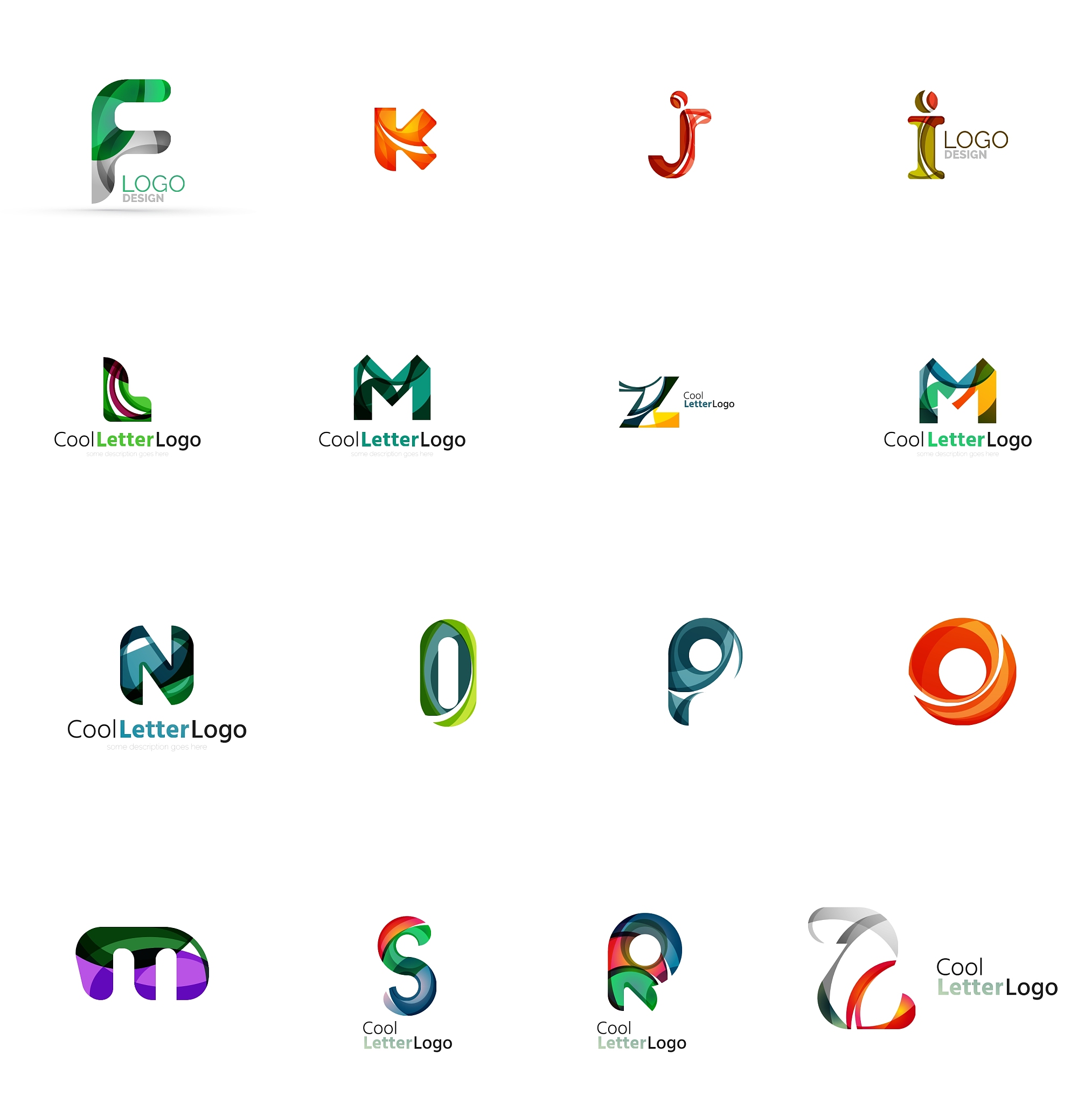 set of colorful abstract letter corporate logos