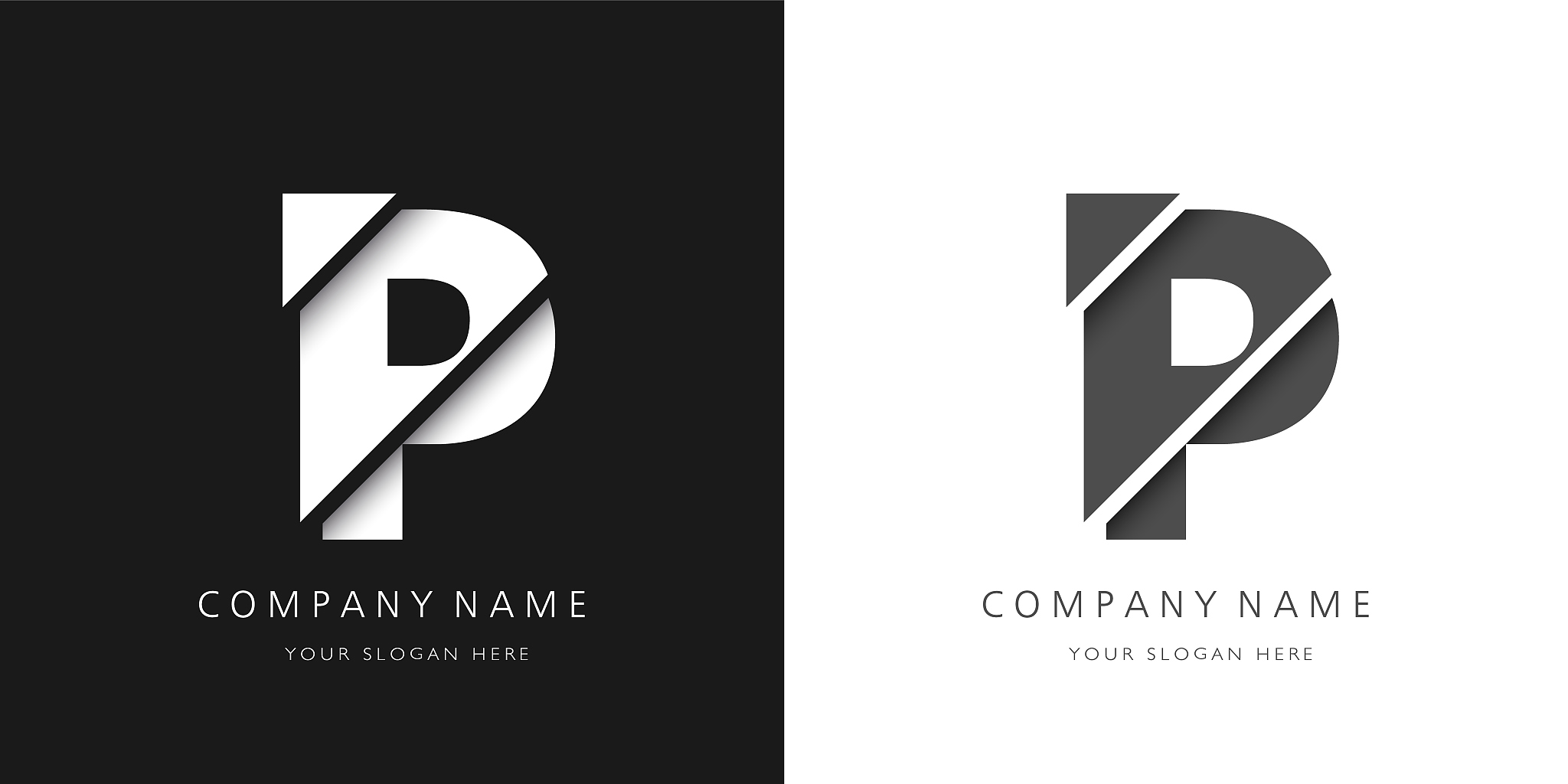 p letter modern logo broken design