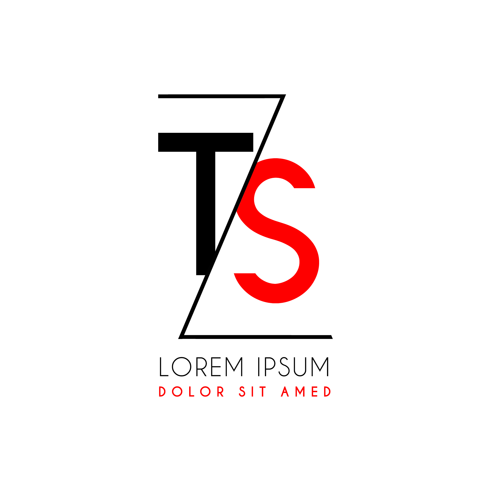 ts logo letter separated a black zigzag line