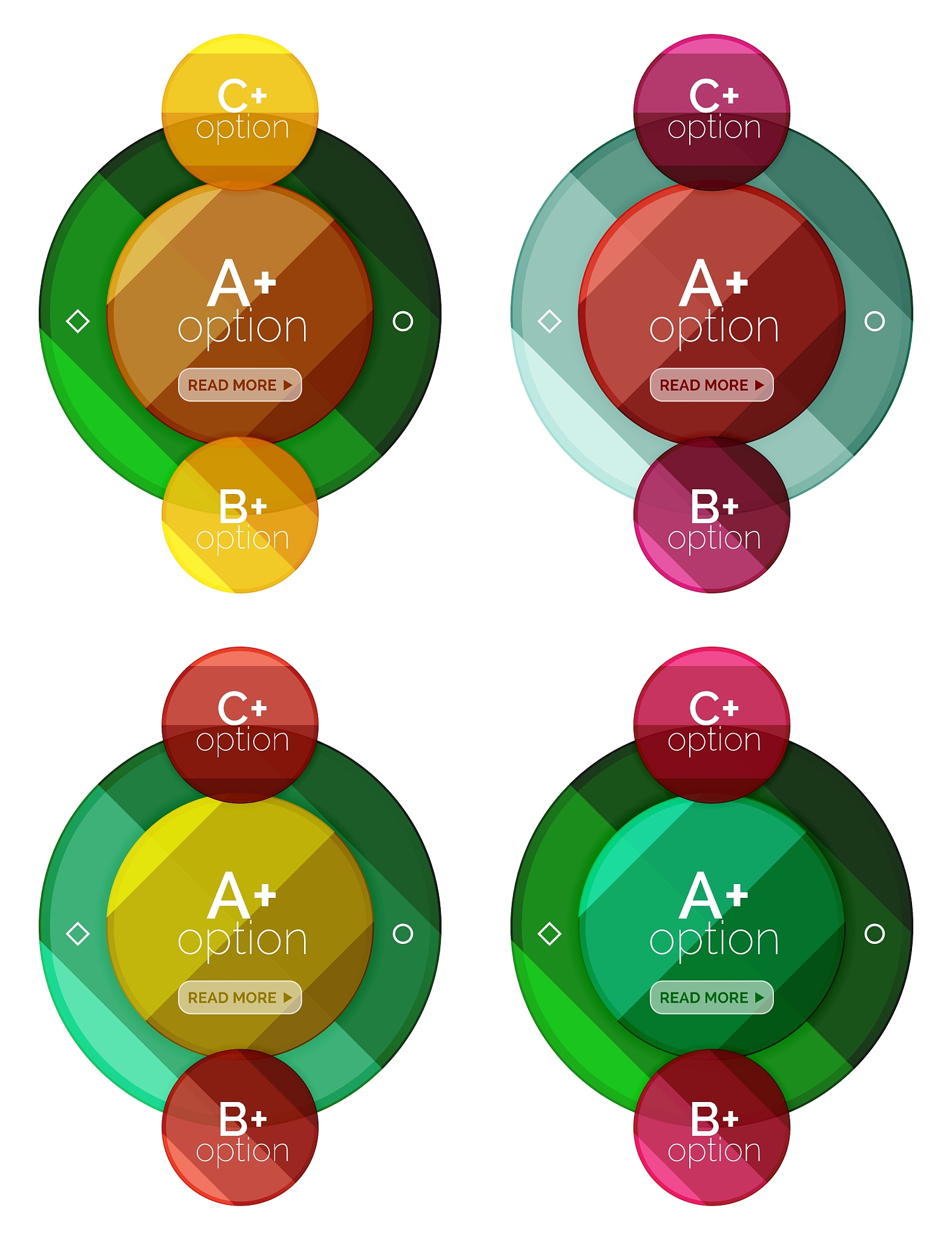 set of round infographic banners with options
