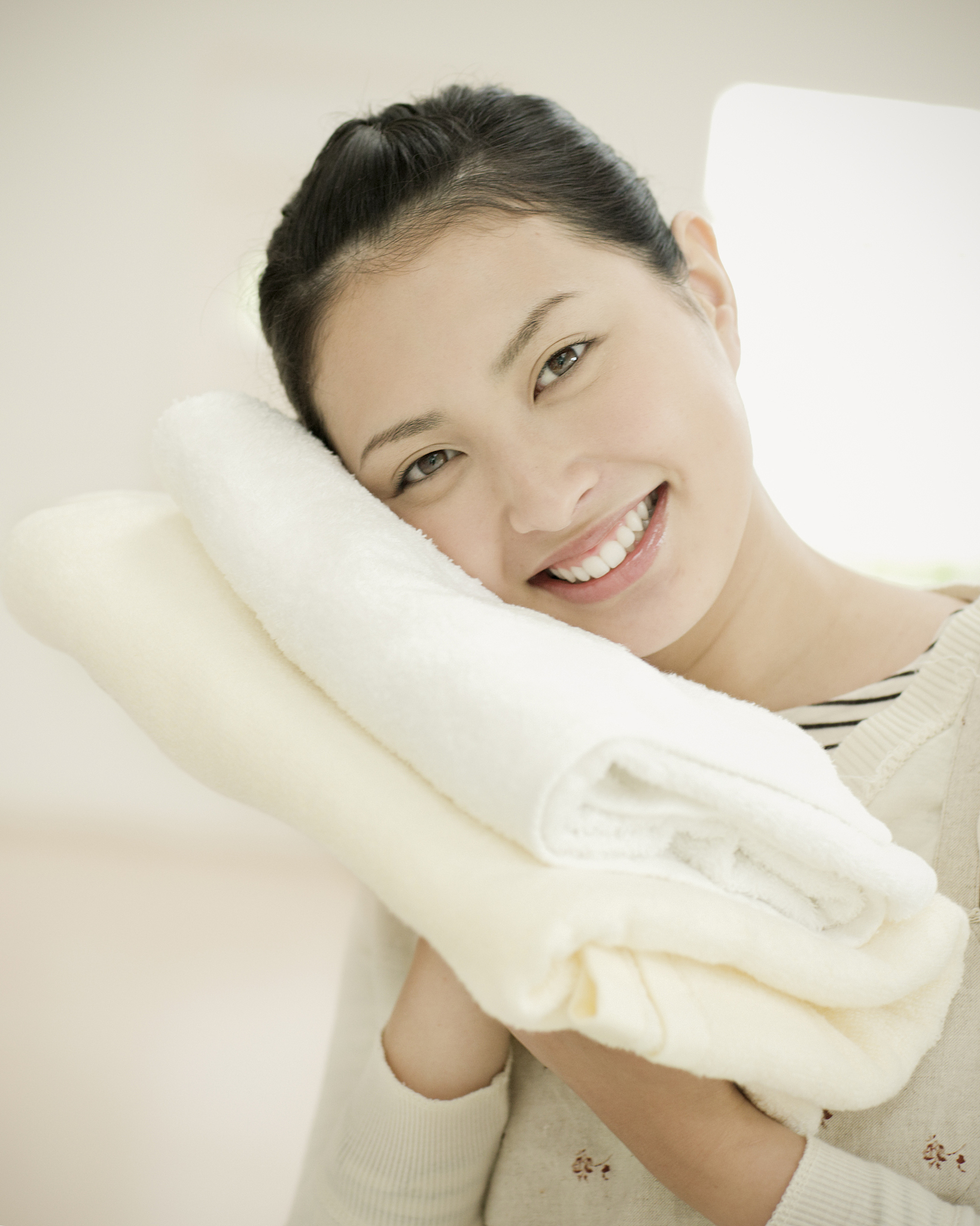 young woman with laundry