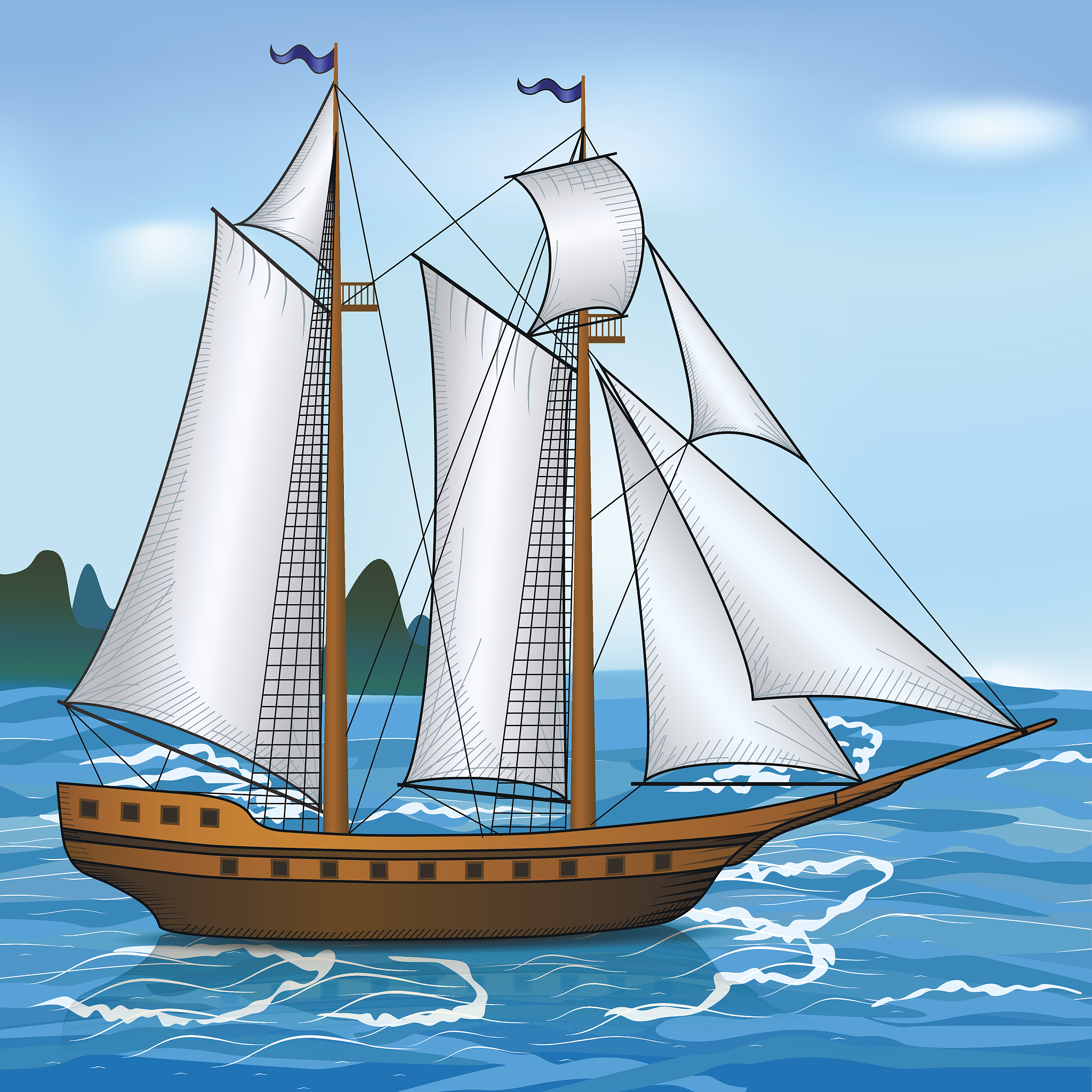 vintage sailing ship in the sea