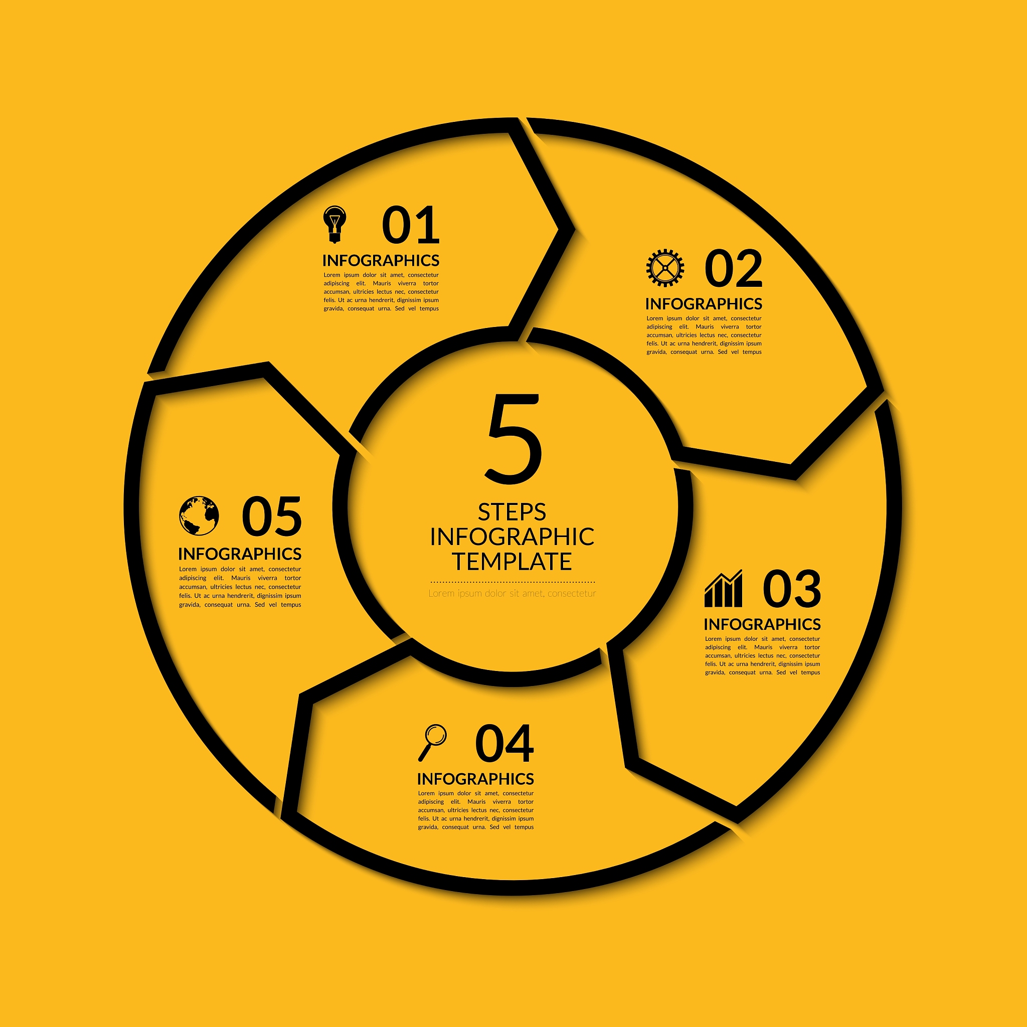infographic circle template with 5 steps