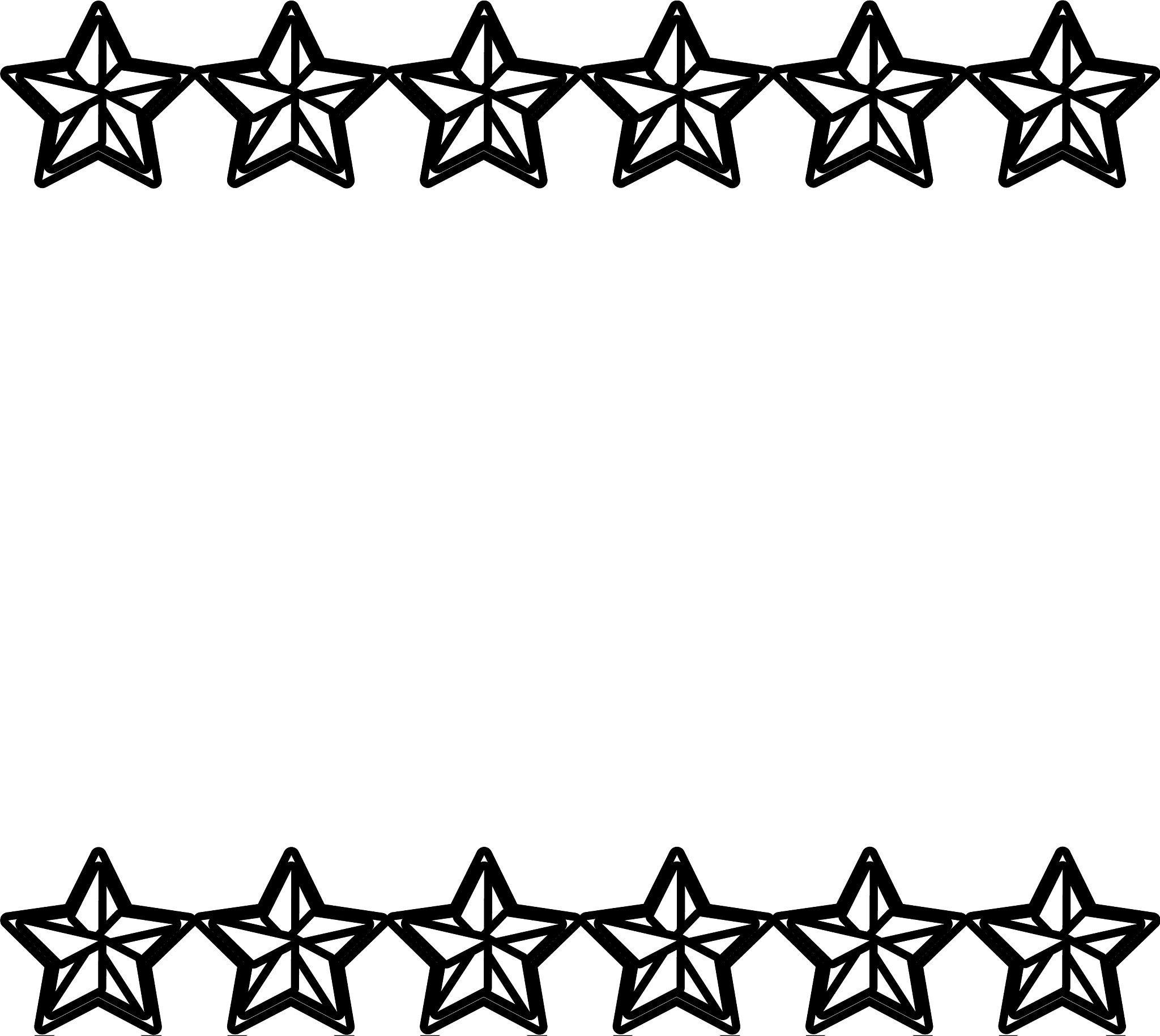 stars frame white background black and white